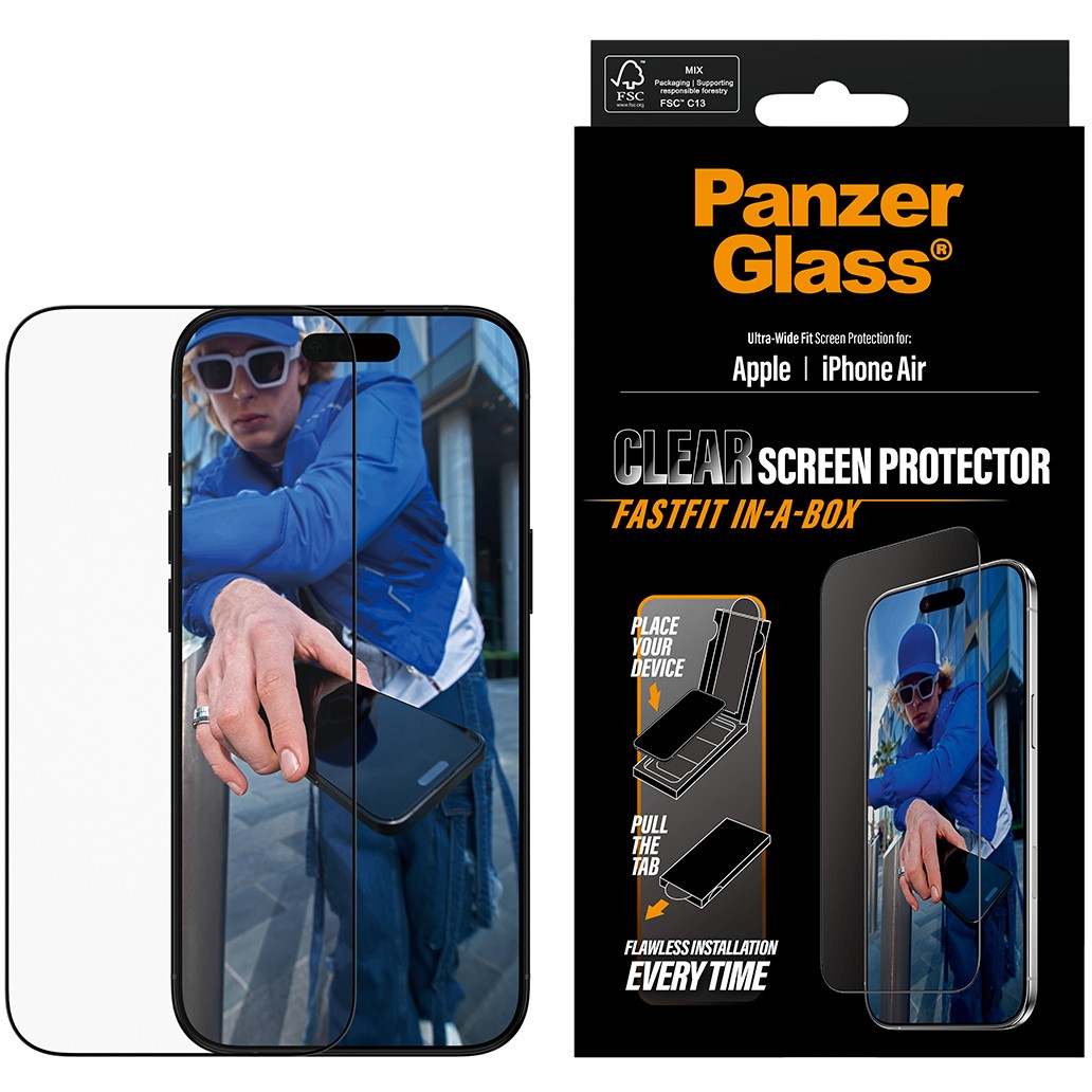 Zaštitno staklo PANZER GLASS iPhone Air UWF Fastfit crni okvir-1