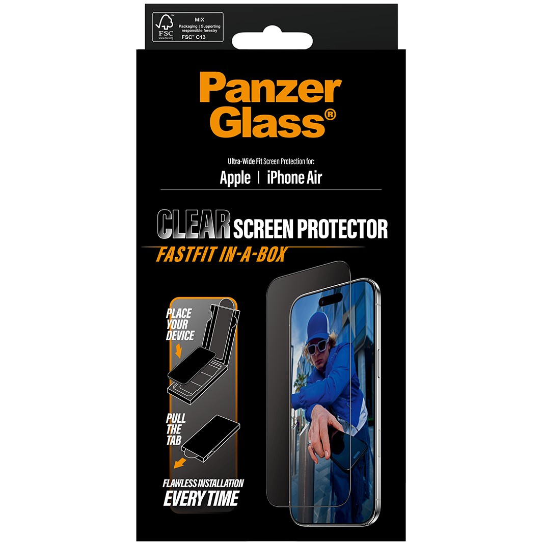 Zaštitno staklo PANZER GLASS iPhone Air UWF Fastfit crni okvir-2