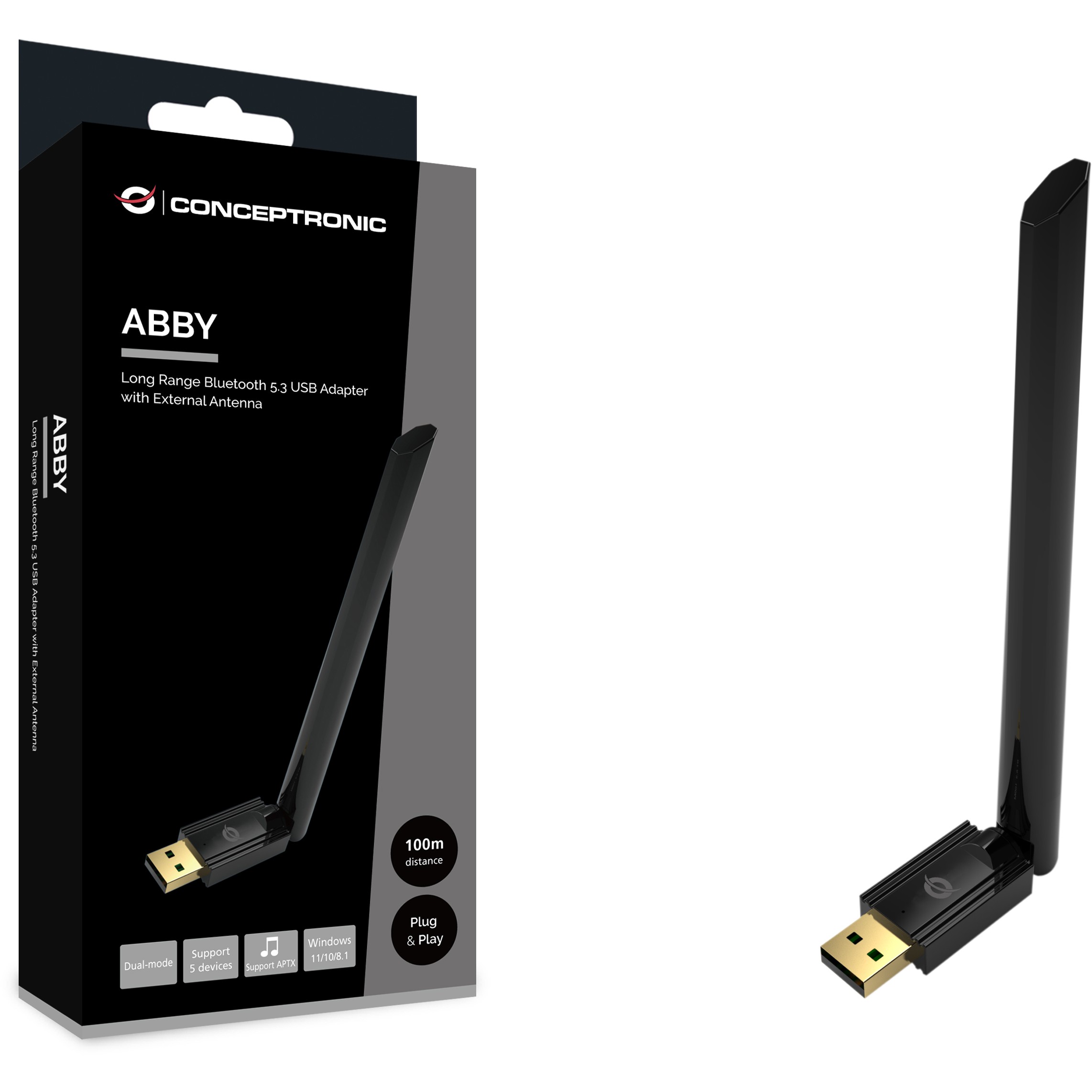 Adapter CONCEPTRONIC Bluetooth5.3 NanoUSB 100m crna boja-1