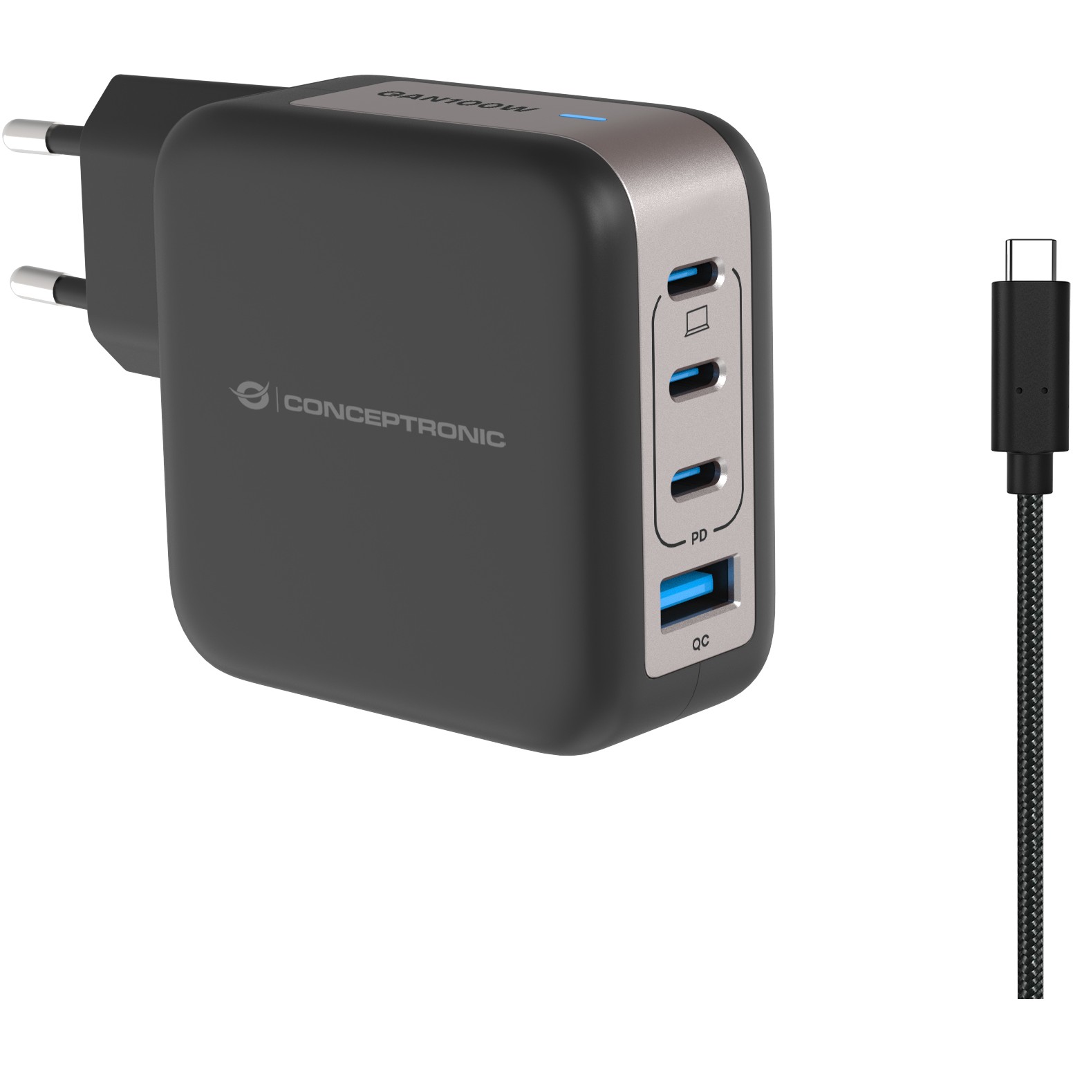 Punjač CONCEPTRONIC Ladegerät 4Port GaN (3xusb-c, 1xa, 100w, pd 3.0, pps)-0
