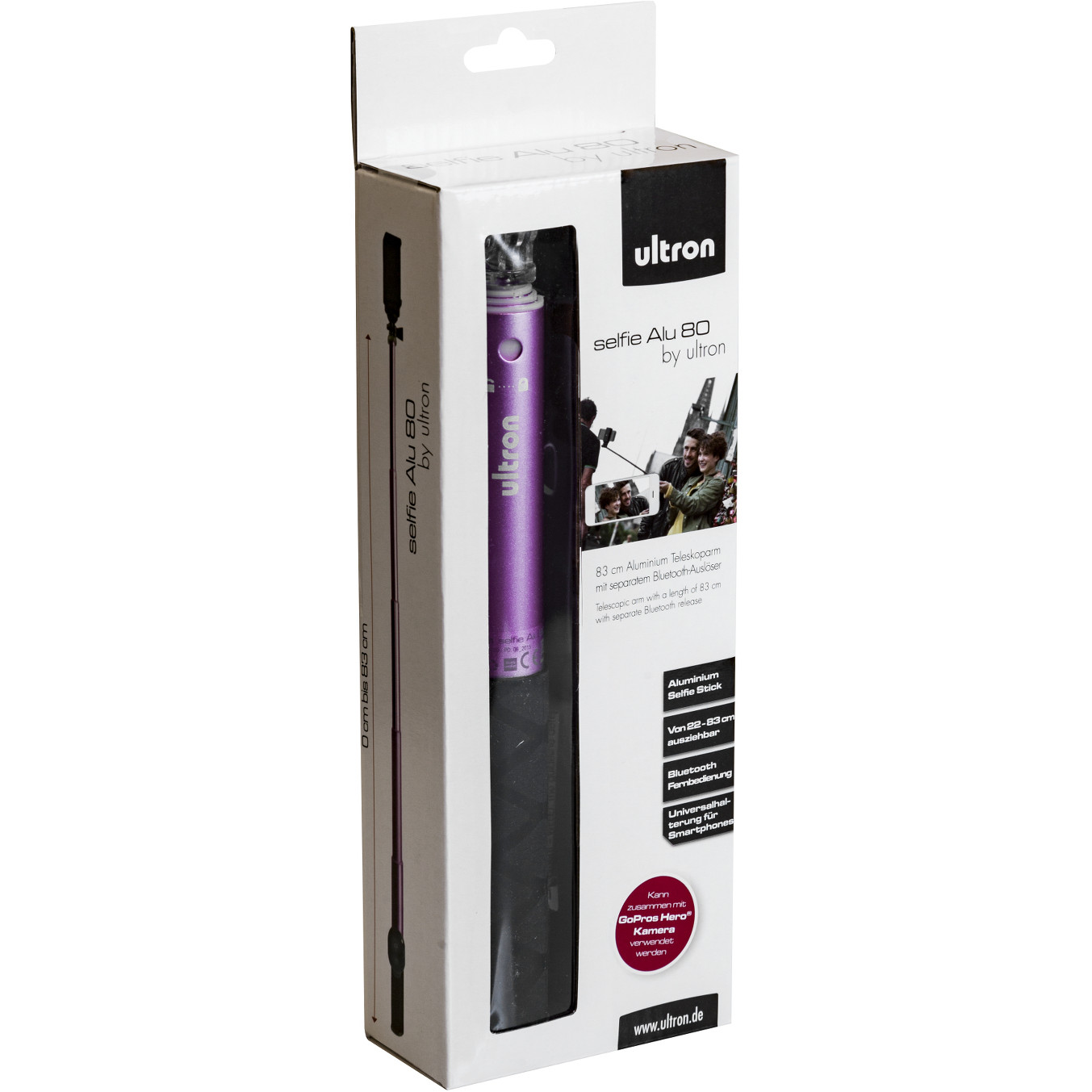 Selfie Stick ULTRON Alu 80 pink-1