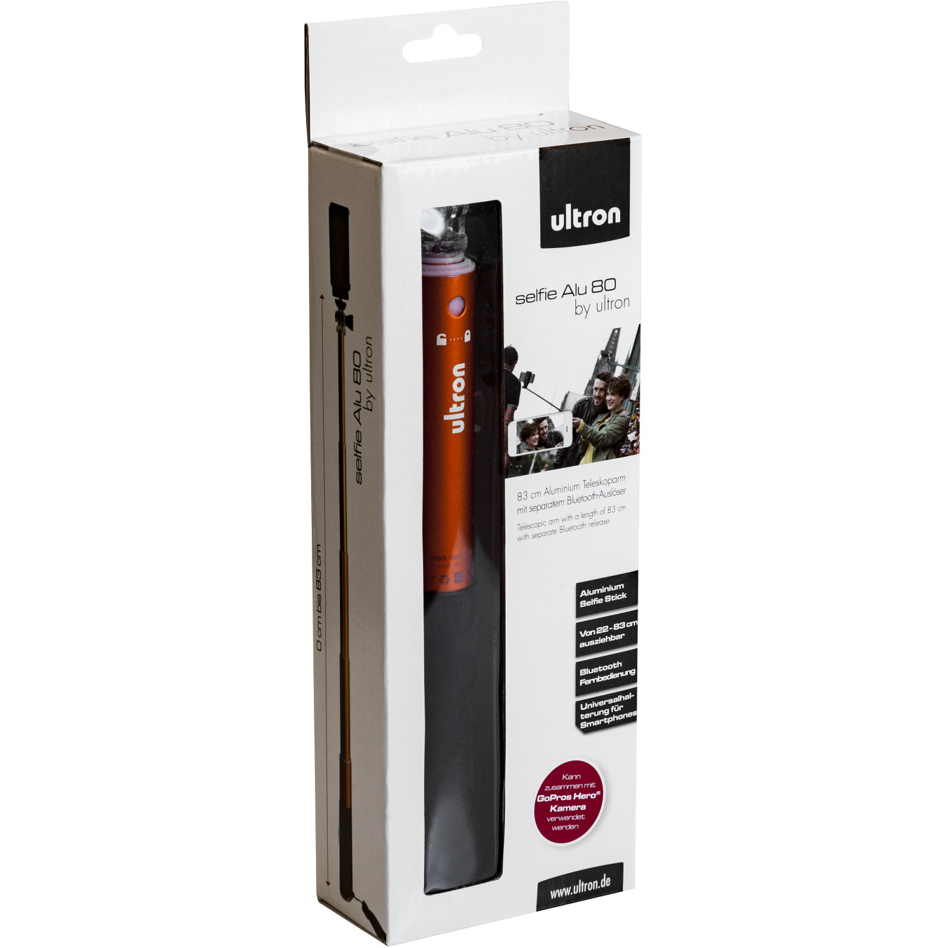 Selfie Stick ULTRON Alu 80 gold/orange-2