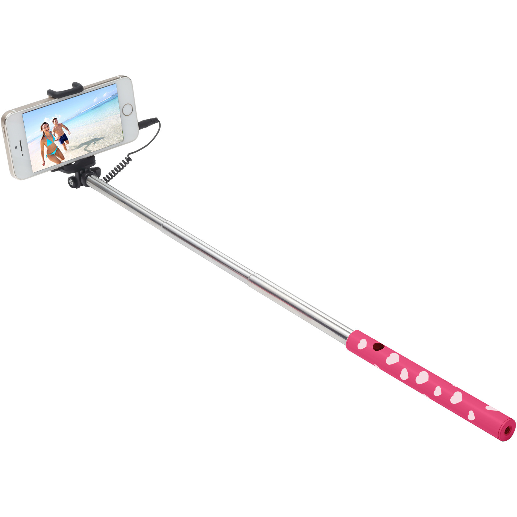 Selfie Stick ULTRON Hot Shot pink white heart-0
