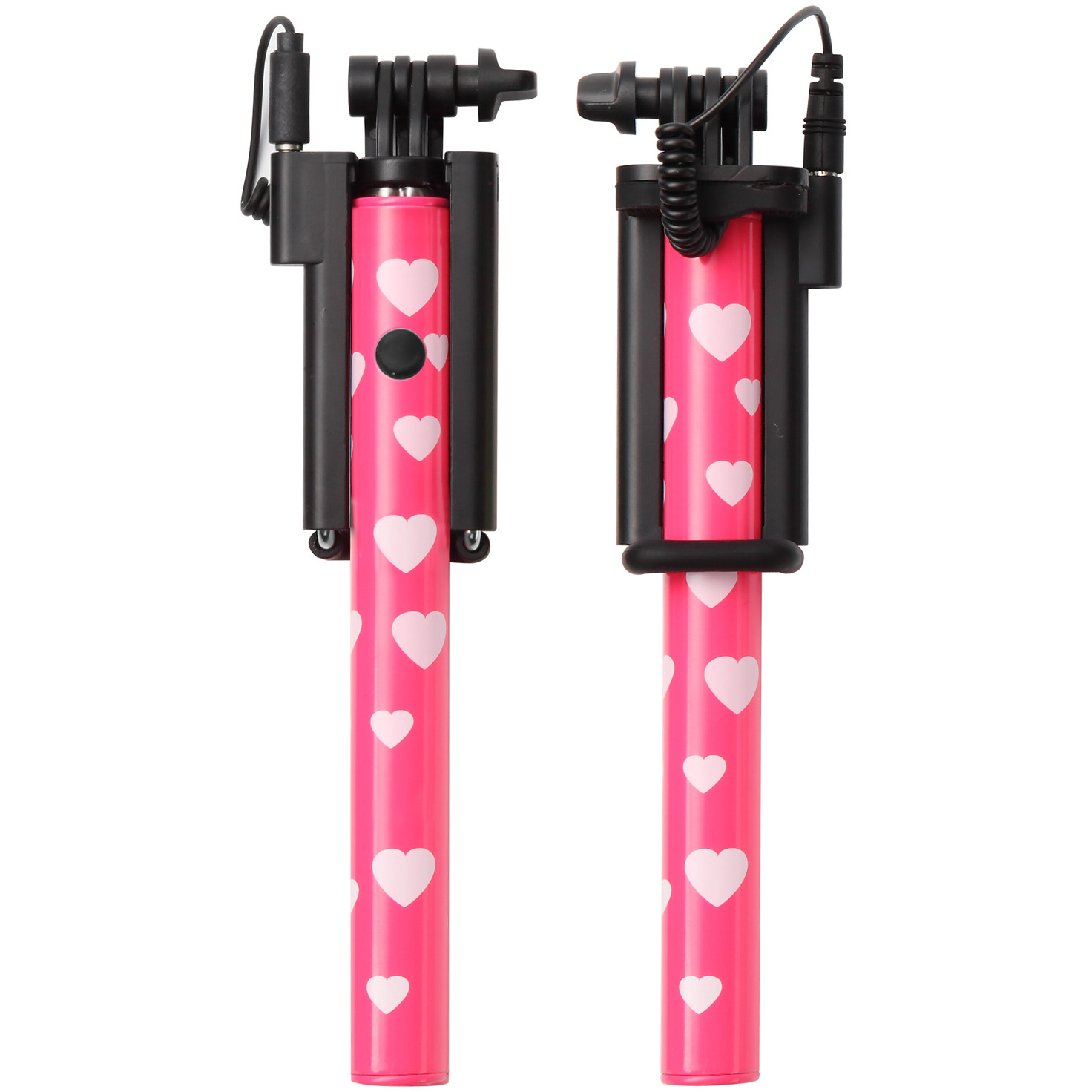 Selfie Stick ULTRON Hot Shot pink white heart-1