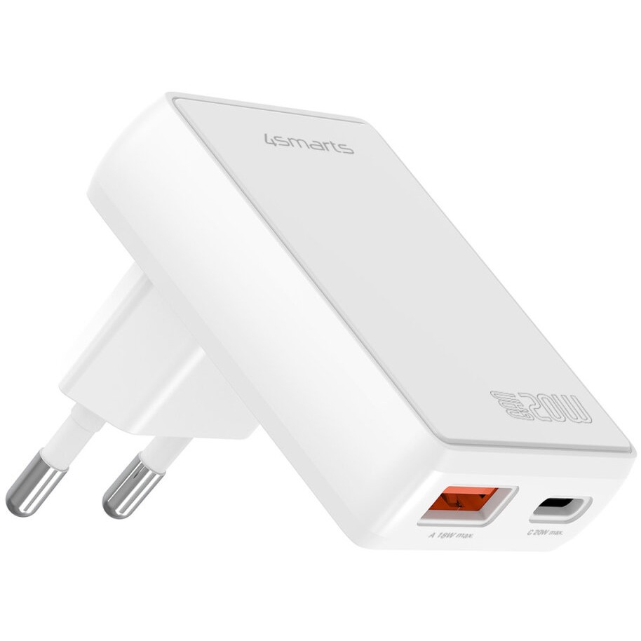 Punjač 4SMARTS Netzladegert FlatPlug Duos 20W GaN 1C+1A-3