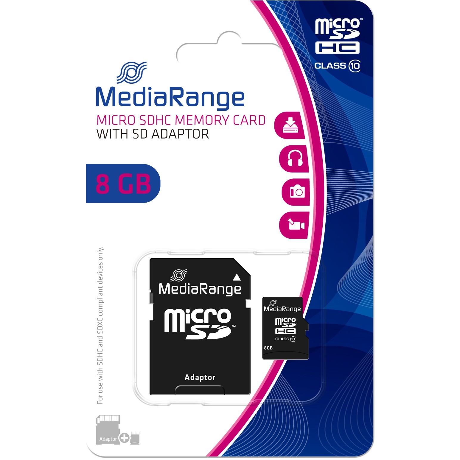 Memorijska MEDIARANGE kartica MEDIA RANGE 8GB microSDHC - 8 GB - crna boja