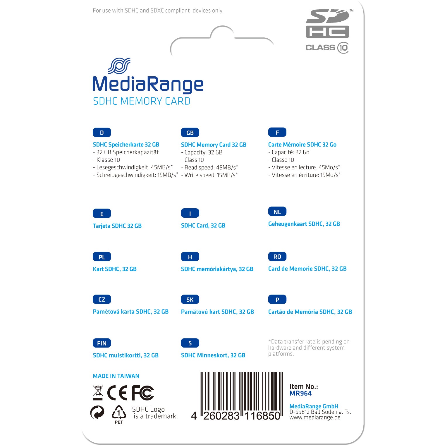 Memorijska kartica MEDIARANGE SDHC (32GB, Class 10)-0