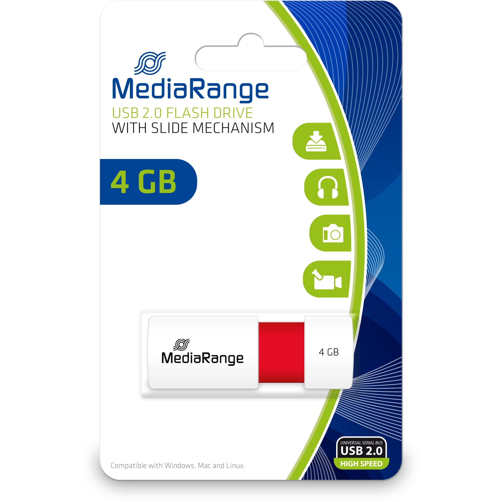 USB-Stick MEDIARANGE MEDIA RANGE STICK 4GB USB 2.0 Slider crvena boja-1