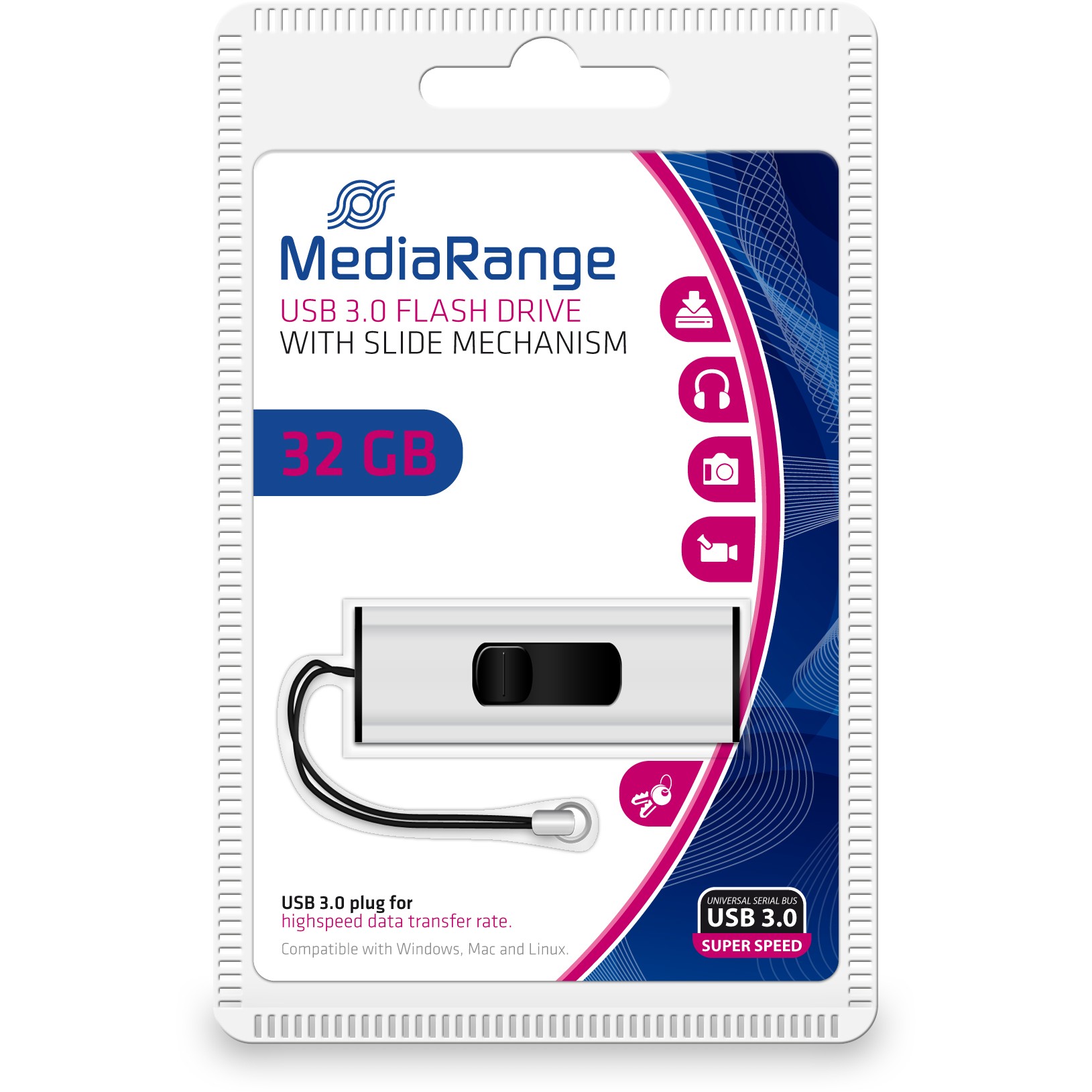 USB MEDIARANGE Stick MEDIA RANGE MR916 32GB USB 3.2 - crna/srebrna-4