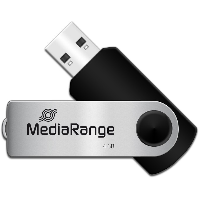 USB MEDIARANGE Stick MEDIA RANGE MR907 4GB crna boja - srebrna boja-1
