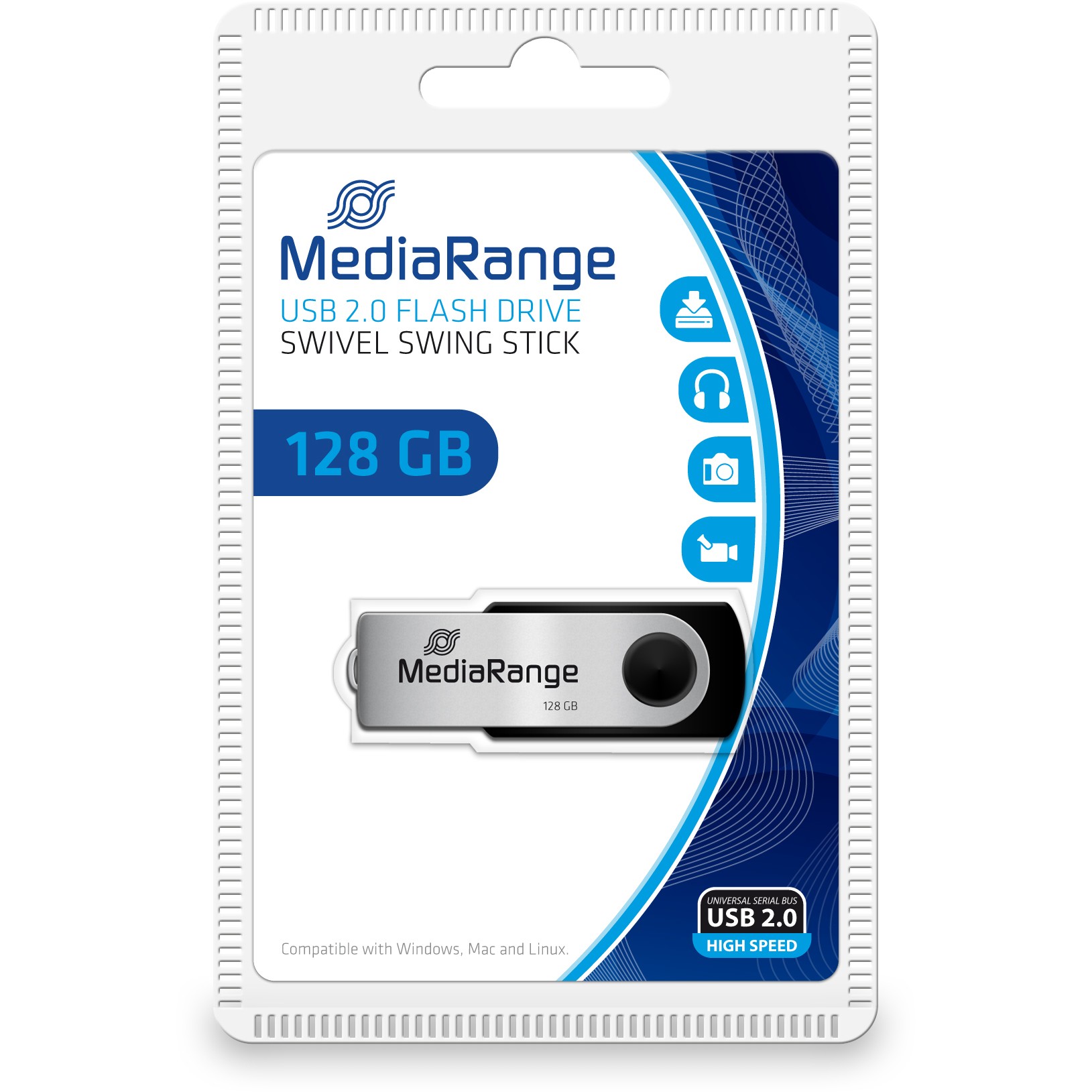 USB MEDIARANGE Stick MEDIA RANGE MR913 128GB crna - srebrna