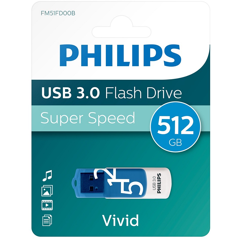 USB Stick PHILIPS 512GB Vivid Edition Spring Blue-1