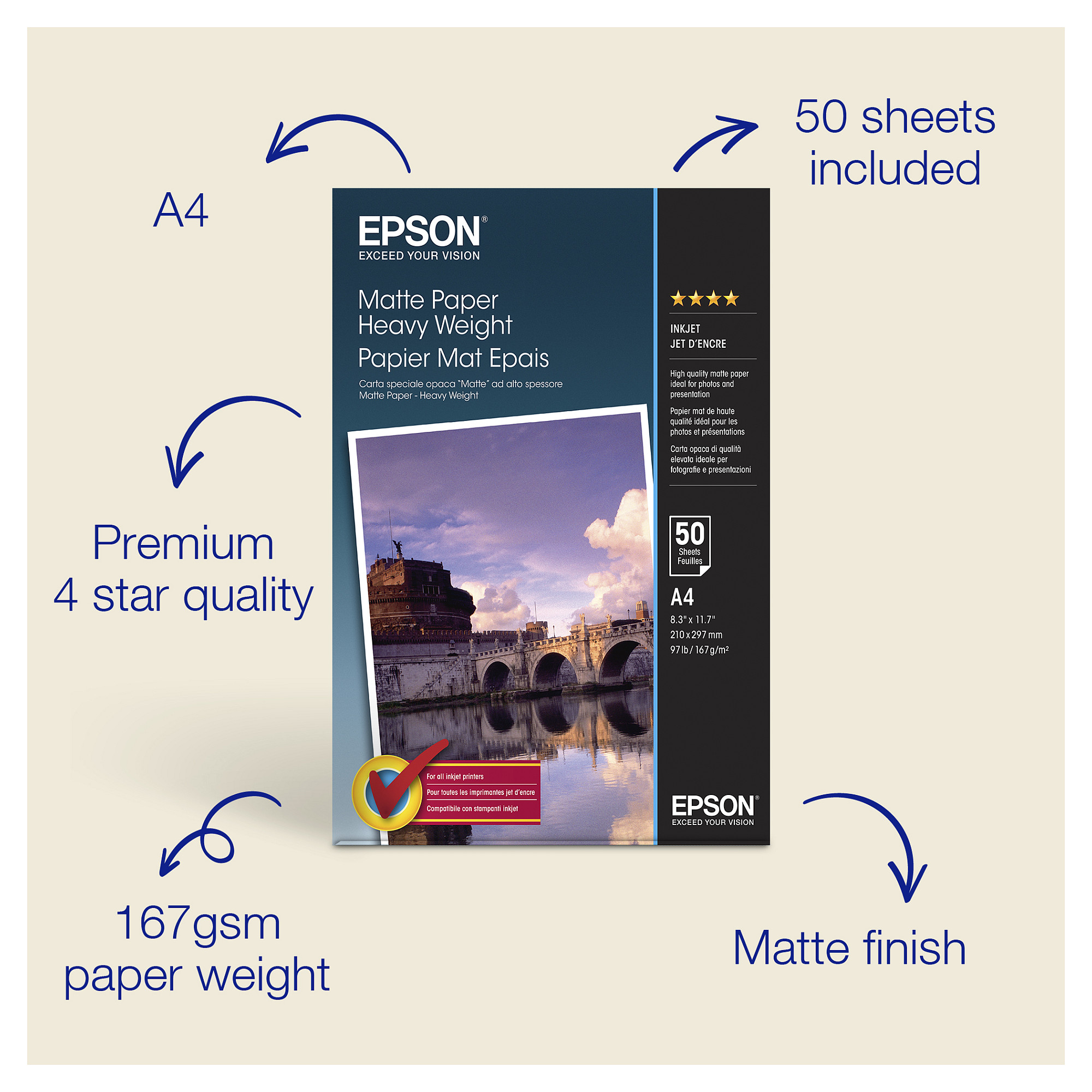 Papir EPSON C13S041256 A4 Schweres Papier-4
