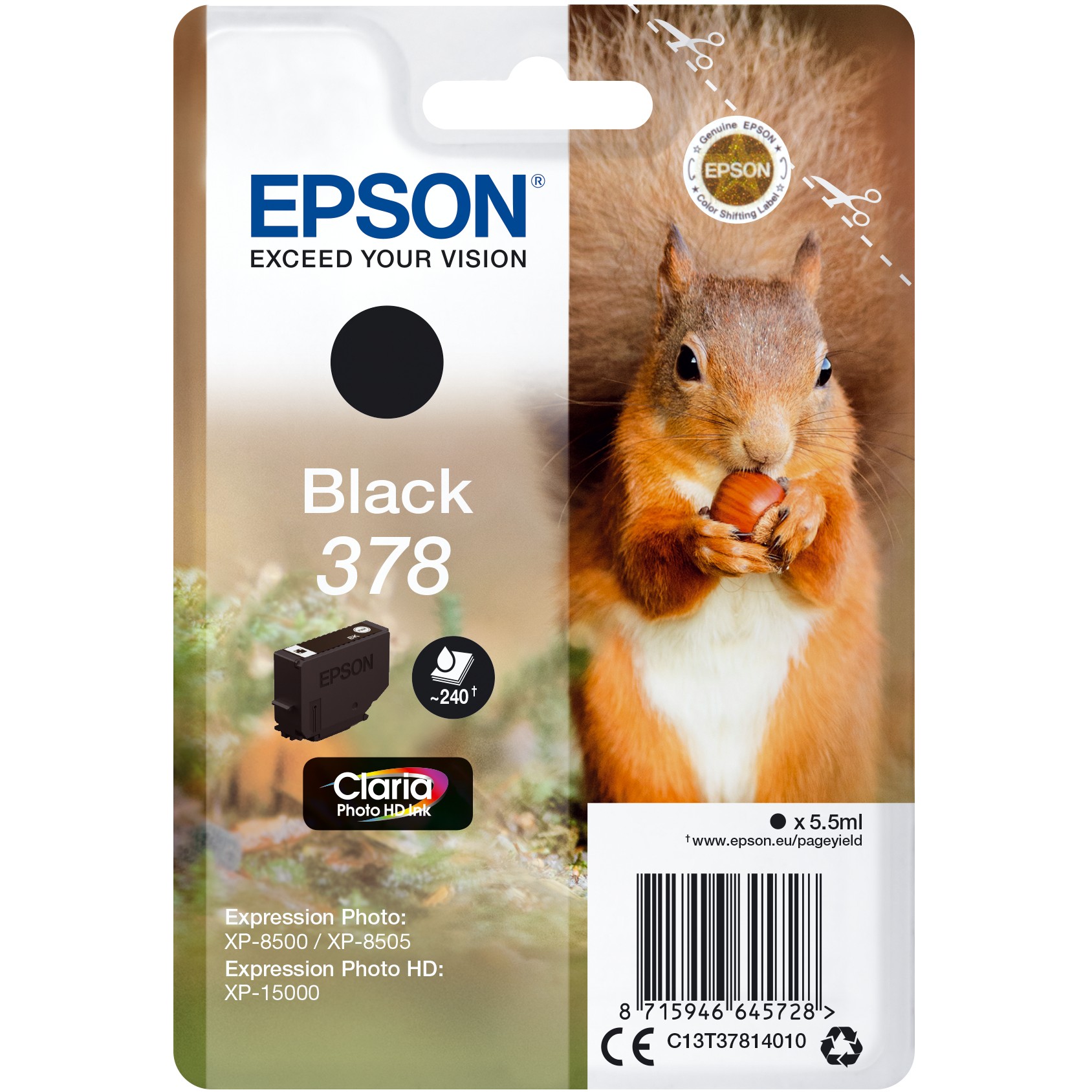 Toner EPSON TINTE 378 C13T37814010 (crna boja, do 240 stranica)