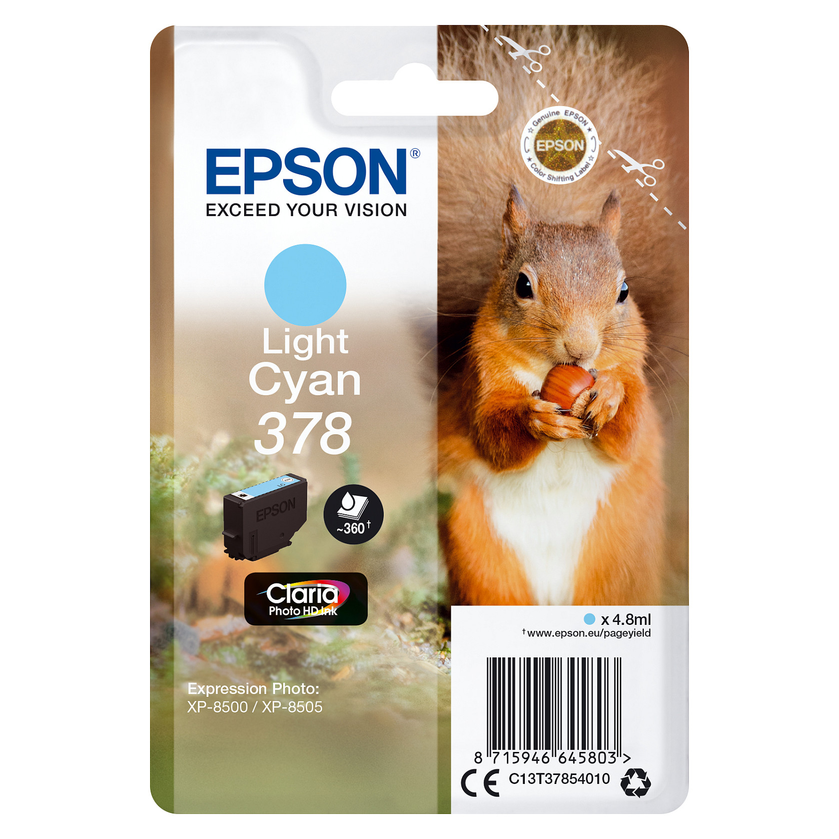Tinta EPSON 378 (svijetlo cijan, do 360 stranica, C13T37854010)