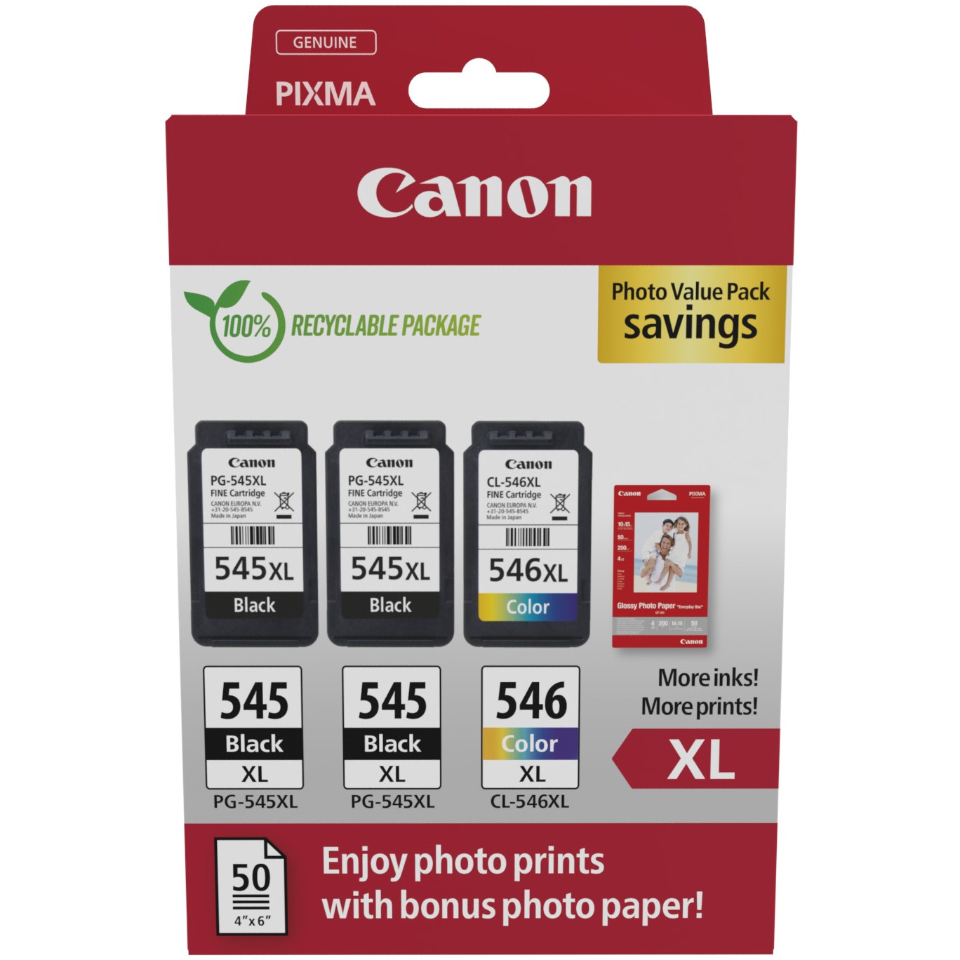Toner CANON PG-545XL/CL-546XL 8286B015 3er Multipack (2x crna boja/boja)
