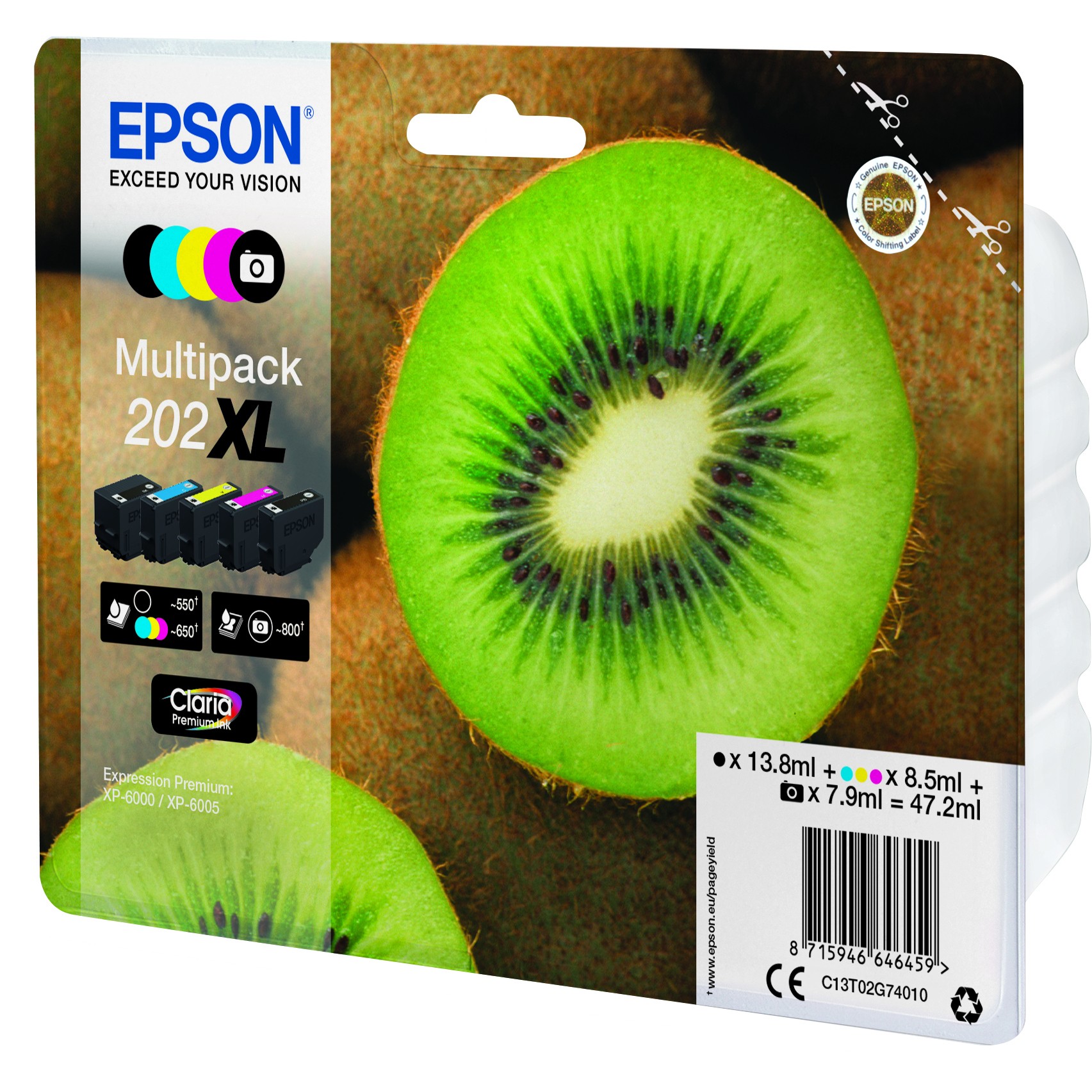 Tinta EPSON 202XL Kiwi Clara Premium Ink 5-farbig-2