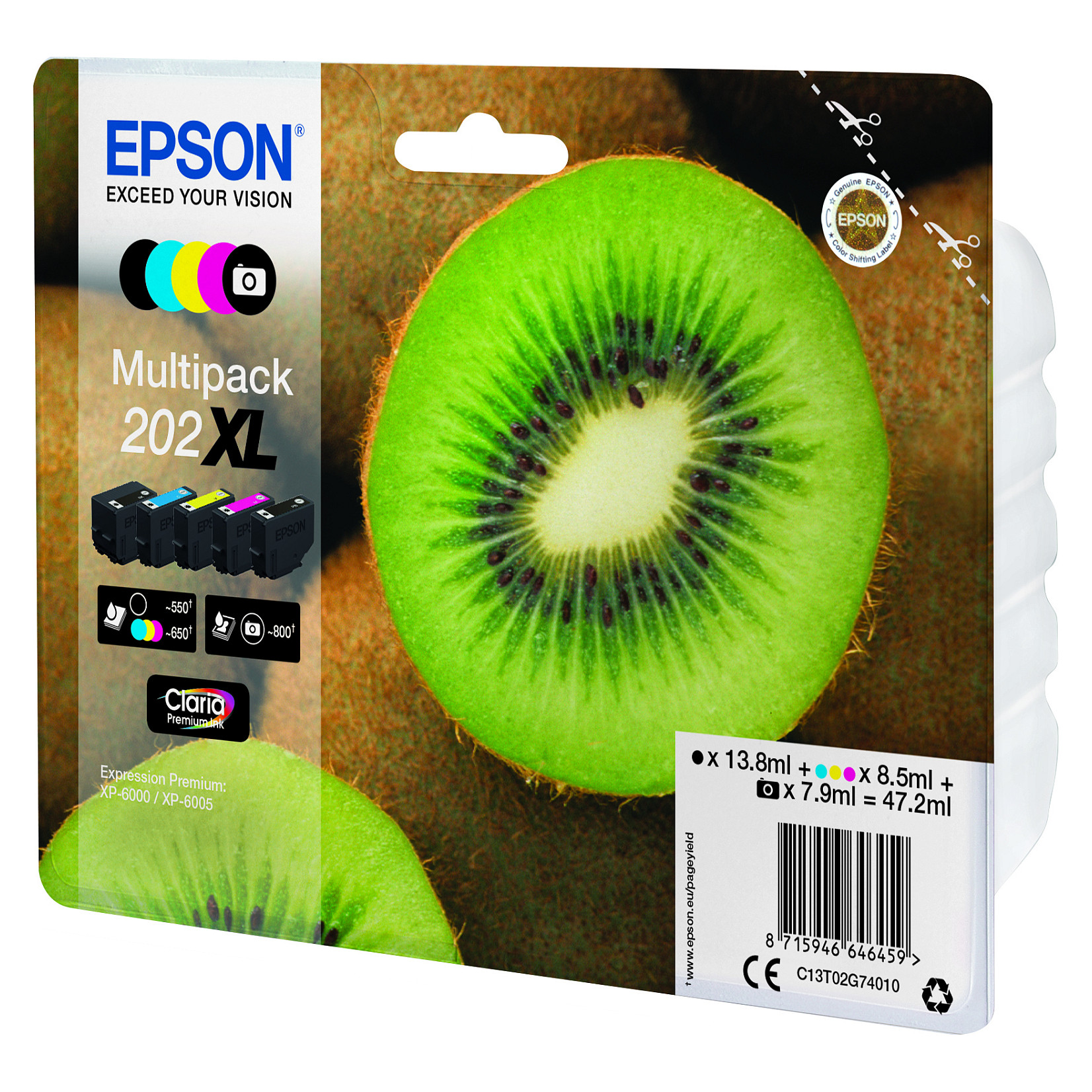 Tinta EPSON 202XL Kiwi Clara Premium Ink 5-farbig-8