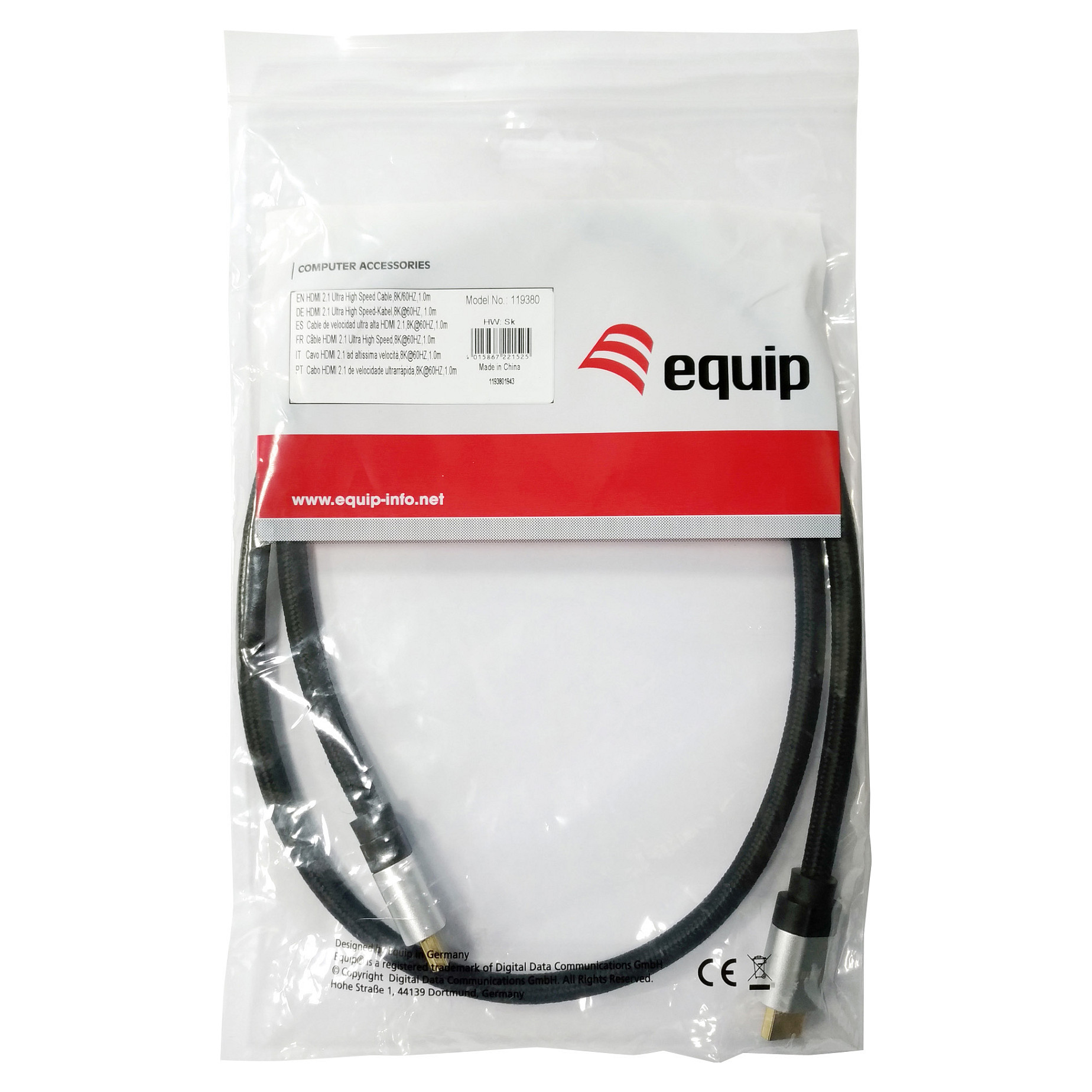 Kabel HDMI EQUIP UHS E.Gewebe 2.1 A-A St/St 3.0m 8K60Hz HDR crna boja-3