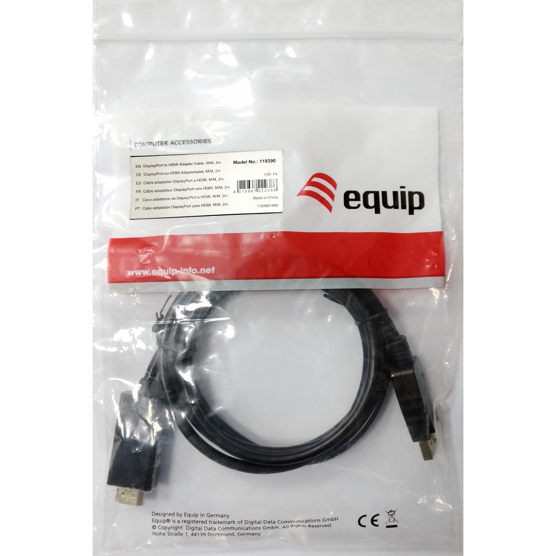 Kabel EQUIP Displayport HDMI St/St 3.0m 4K/30Hz crna boja-1