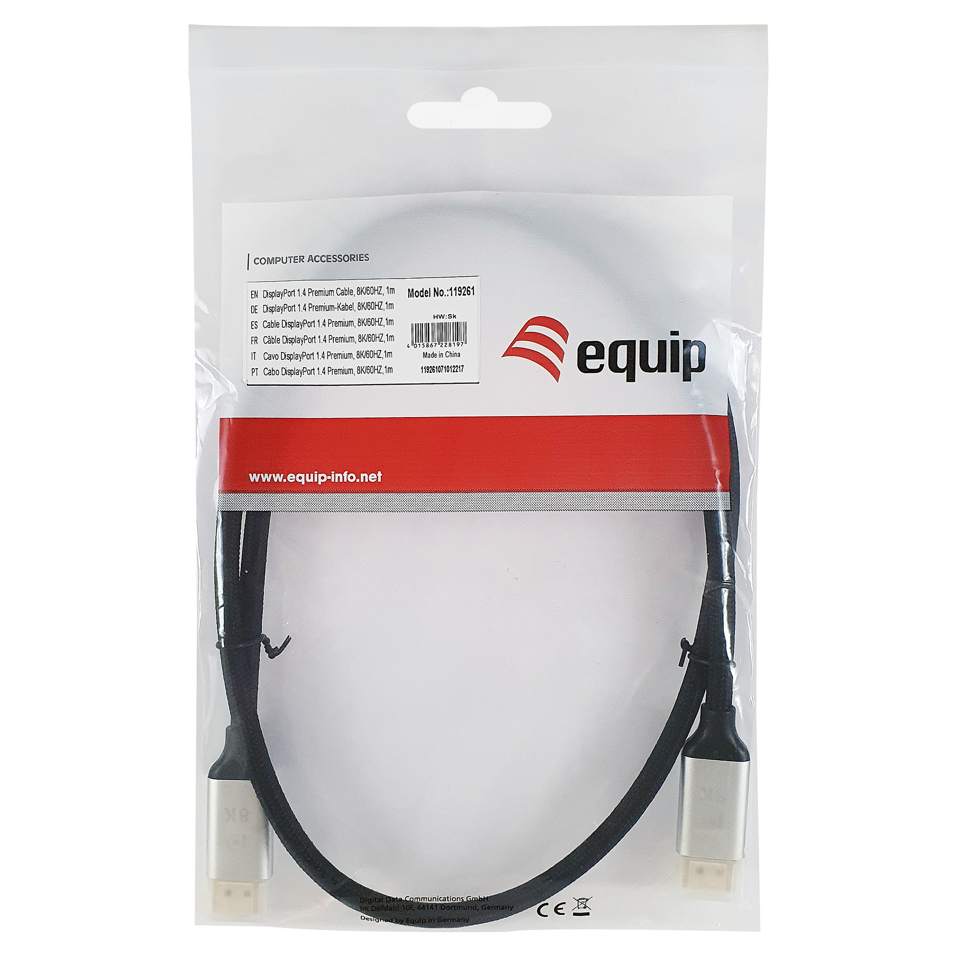 Kabel Equip DisplayPort 1.4 St/St 10.00m 8K/60Hz komp.HDCP Prem. gr-4