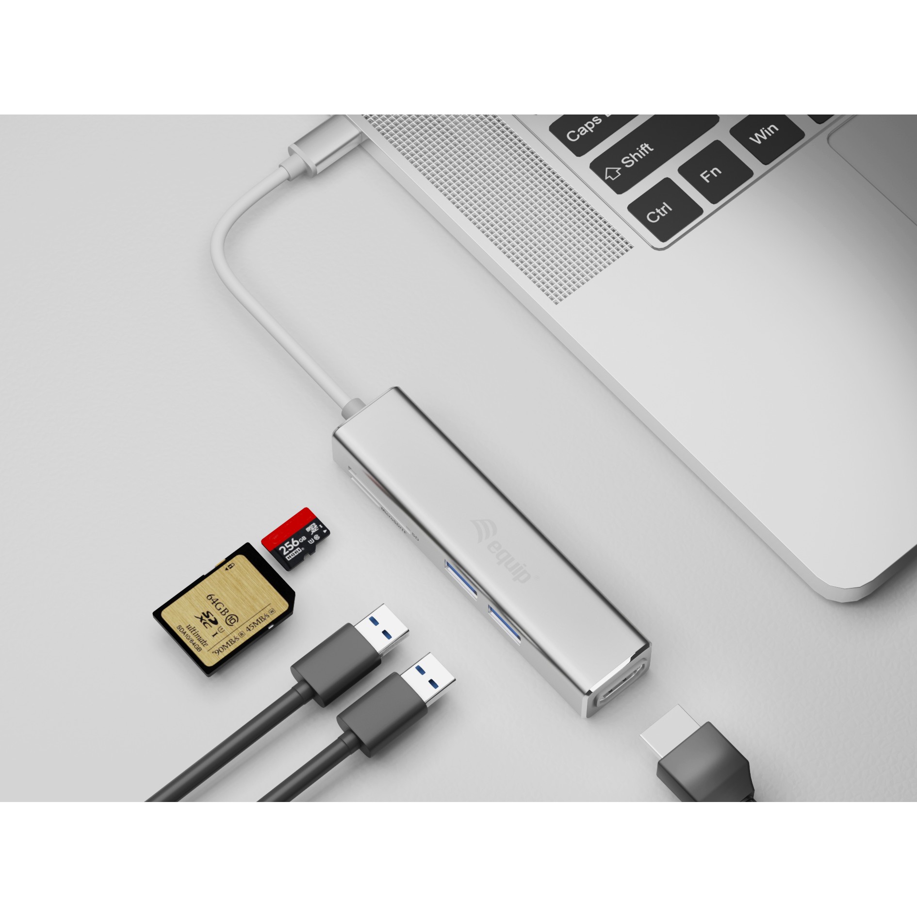 Adapter EQUIP USB-C -> HDMI 2xUSB 3.0 SD 4K 30Hz 0.15m crna boja-1