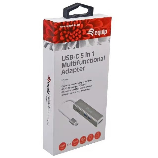 Adapter EQUIP USB-C -> HDMI 2xUSB 3.0 SD 4K 30Hz 0.15m crna boja-4