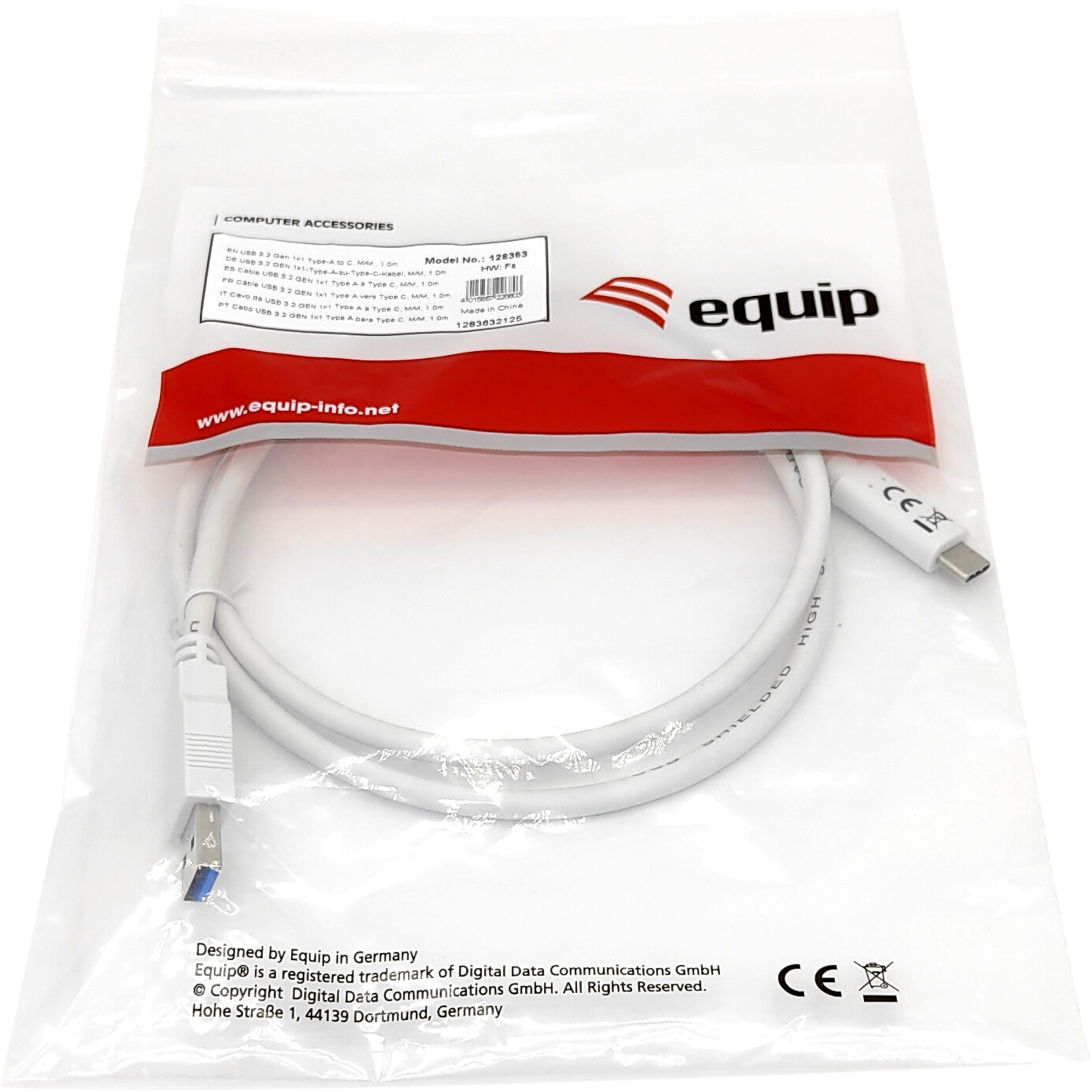 Kabel USB-A 3.2 -> C EQUIP 1.00m 3A/20V-2