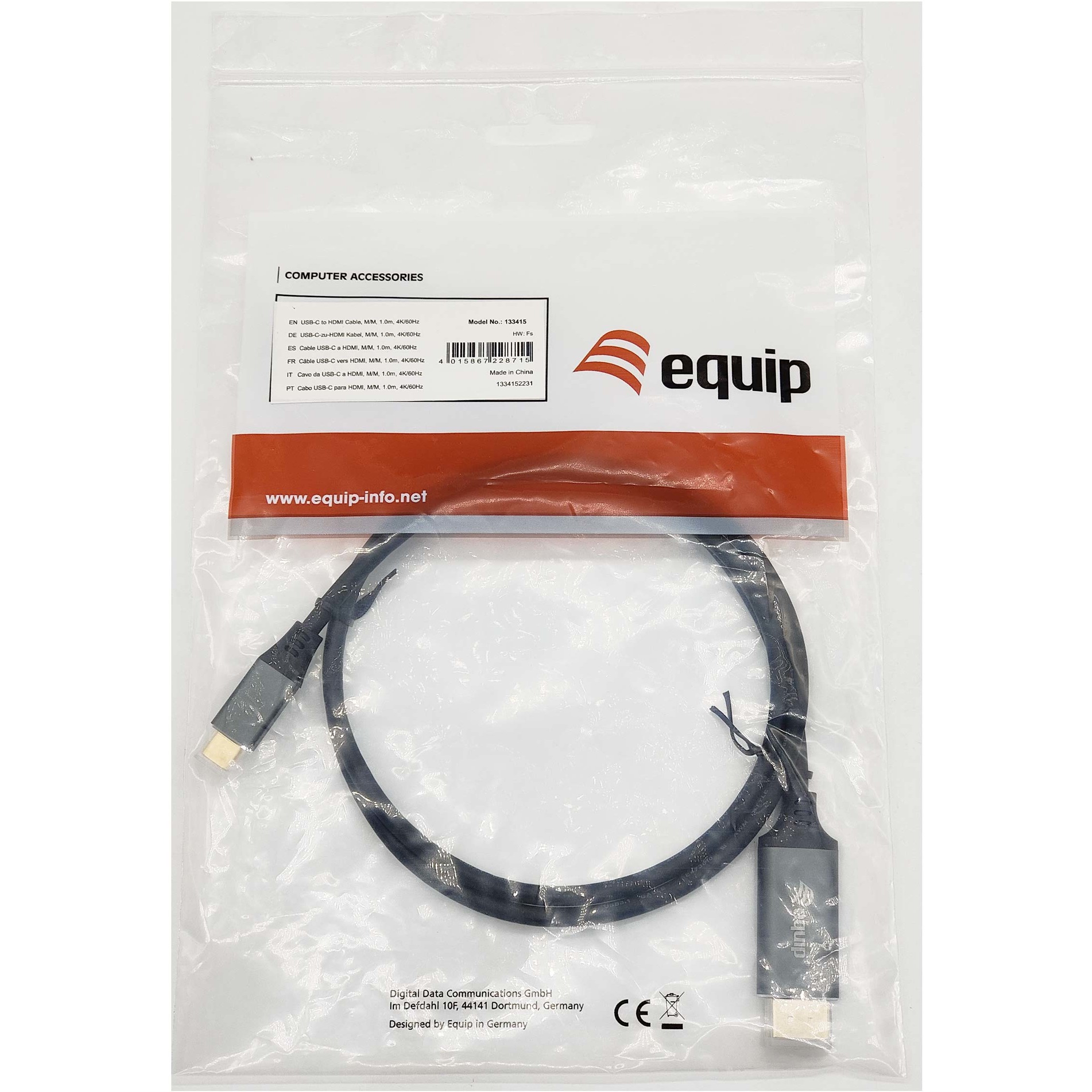 Adapter Equip USB-C -> HDMI 4K60Hz 1.00m sw-3