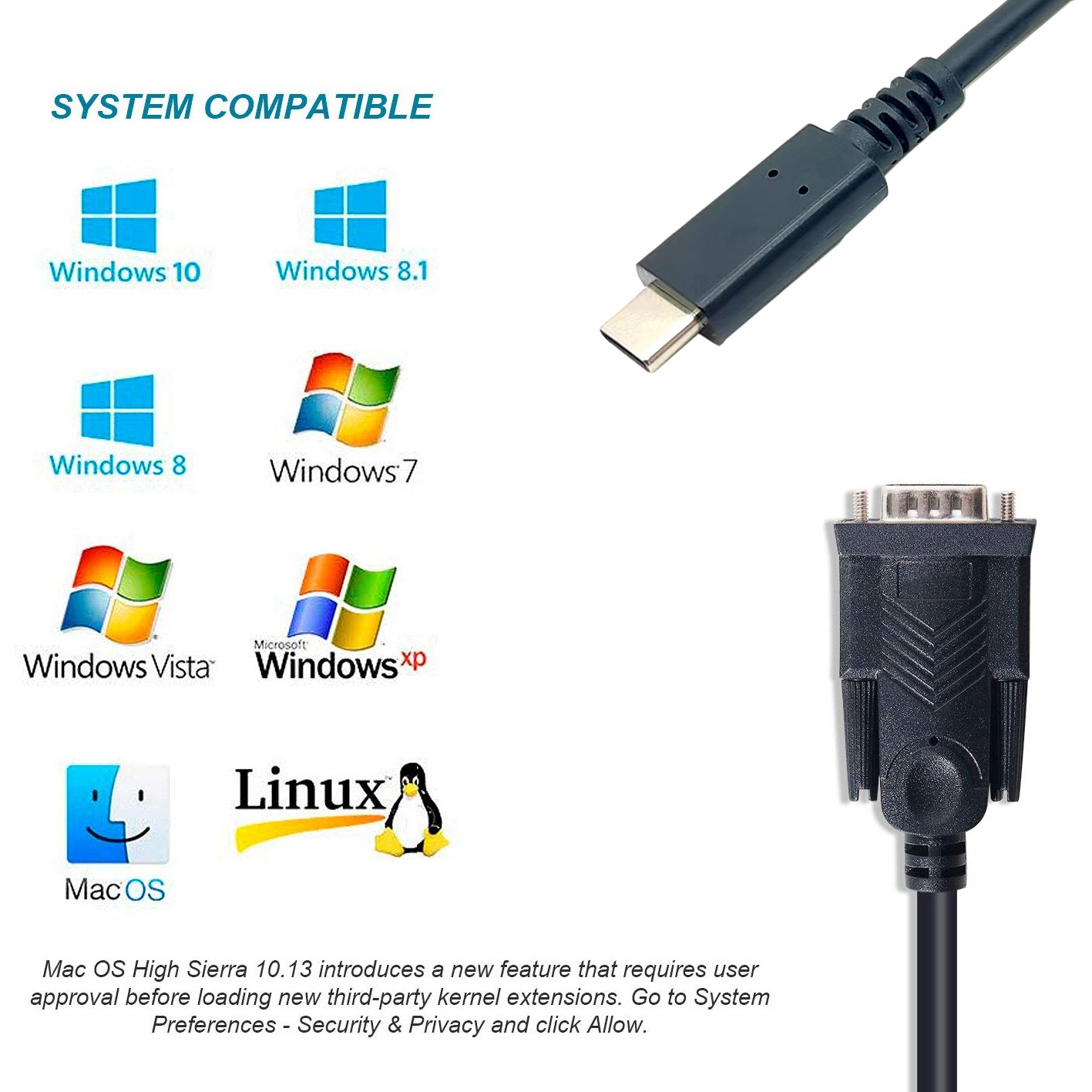 Adapter EQUIP USB-C -> Seriell RS232-DB9 St/St 1.50m crna boja-5
