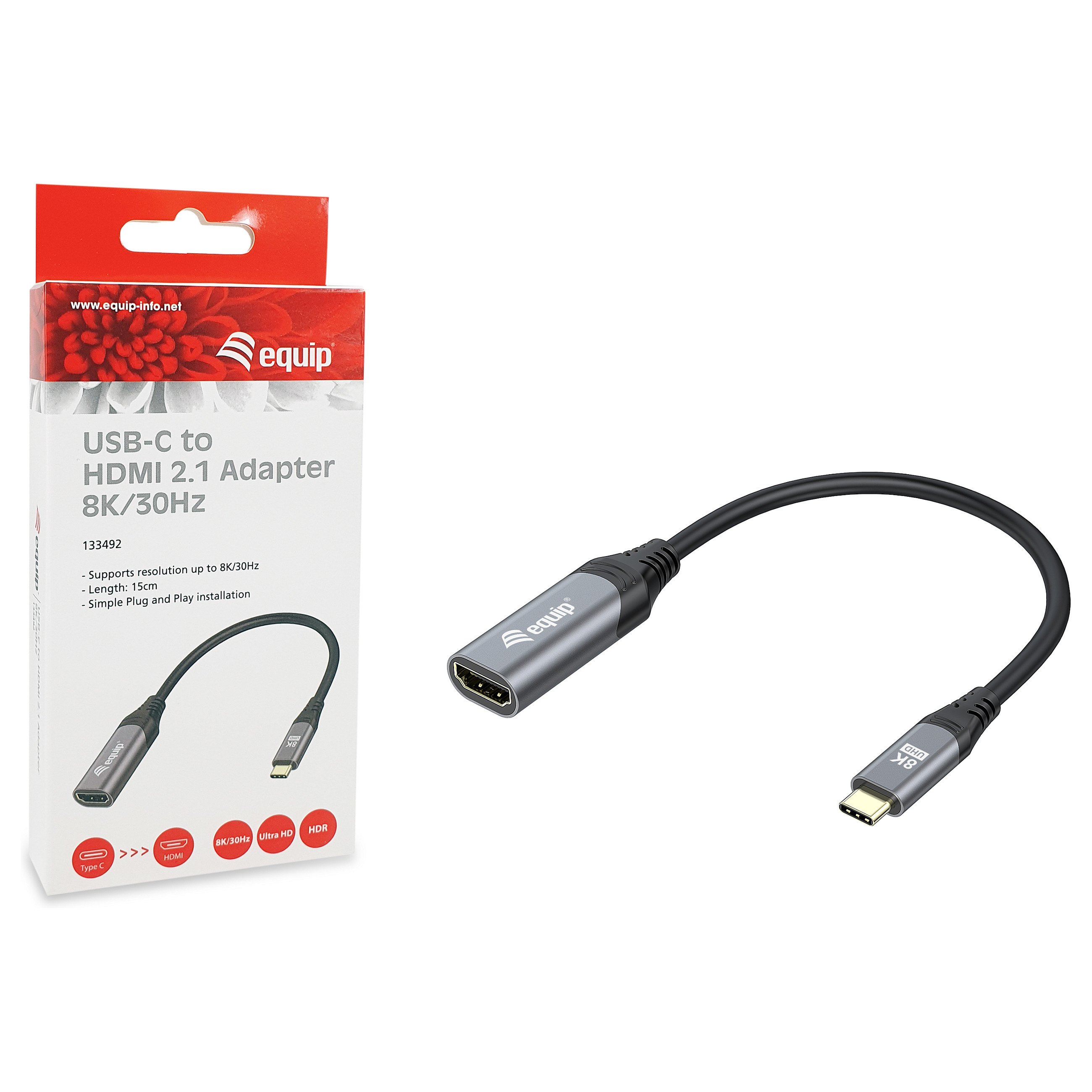 Adapter EQUIP USB-C -> HDMI 2.1 8K60Hz 0.15m-5