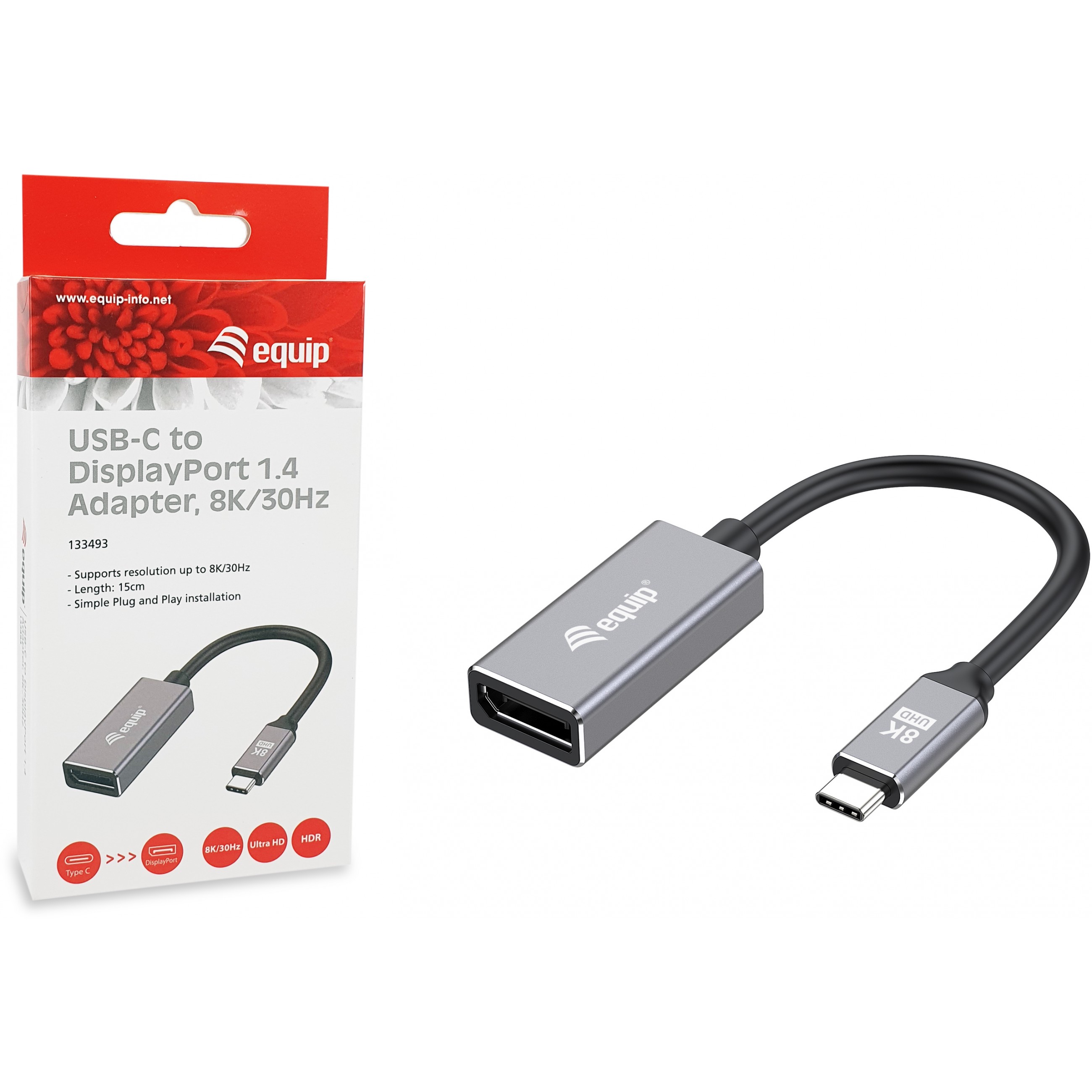 Adapter EQUIP USB-C -> DisplayPort 1.4 8K60Hz 0.15m-5