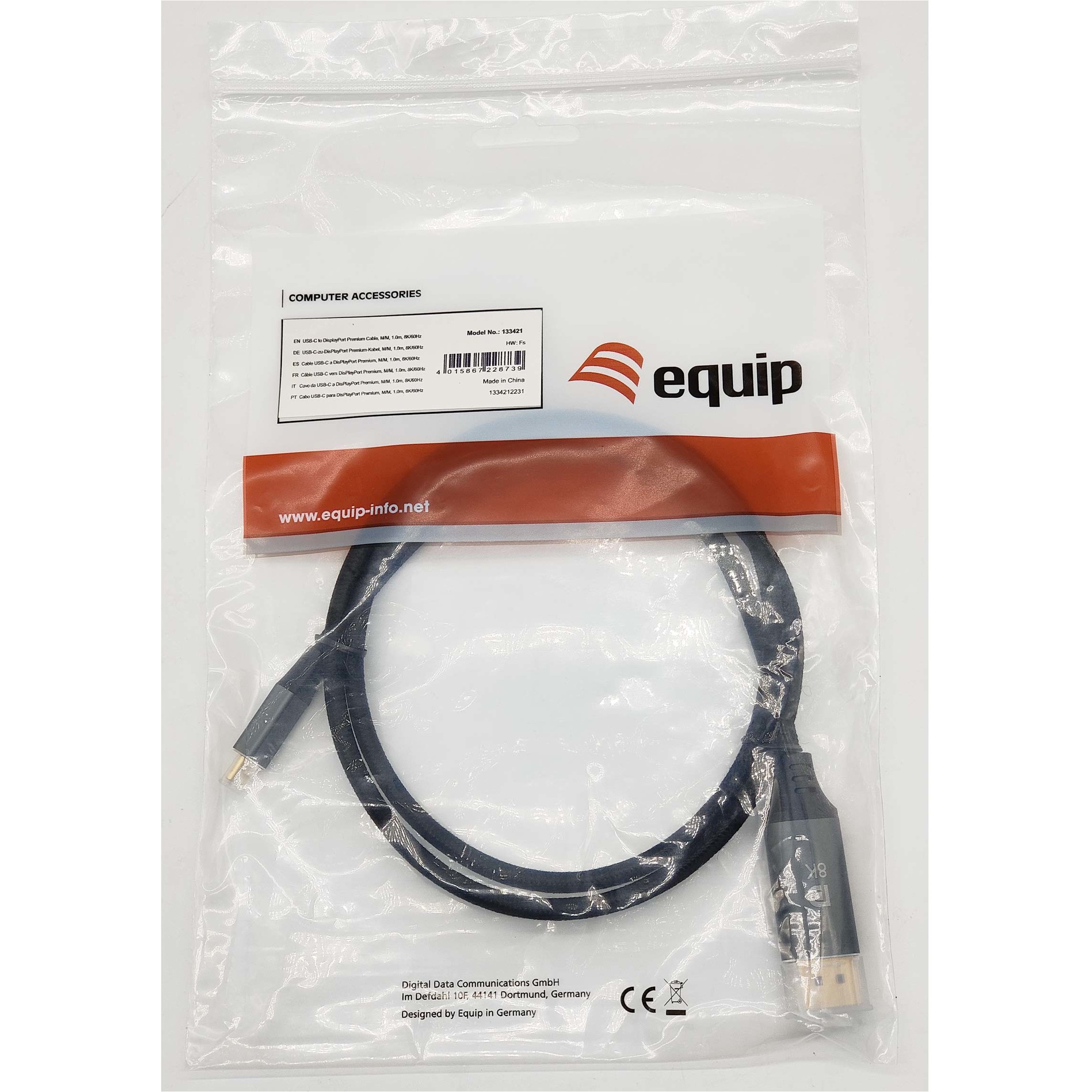 Adapter EQUIP USB-C -> DisplayPort 8K60Hz 1.00m sw-4