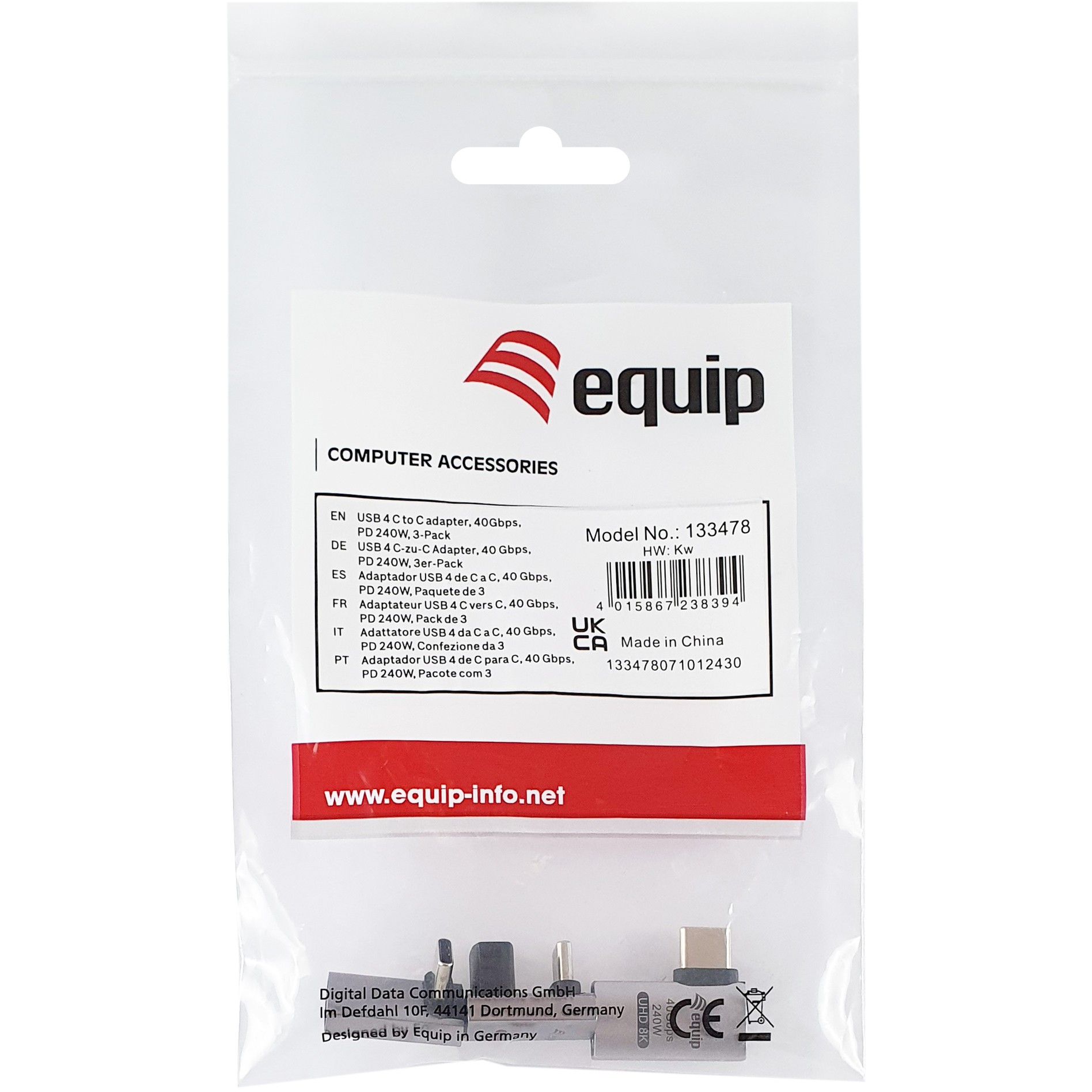 Adapter EQUIP USB 4.0 -> USB-C 40Gbps 240W PD 3er-Pack-4
