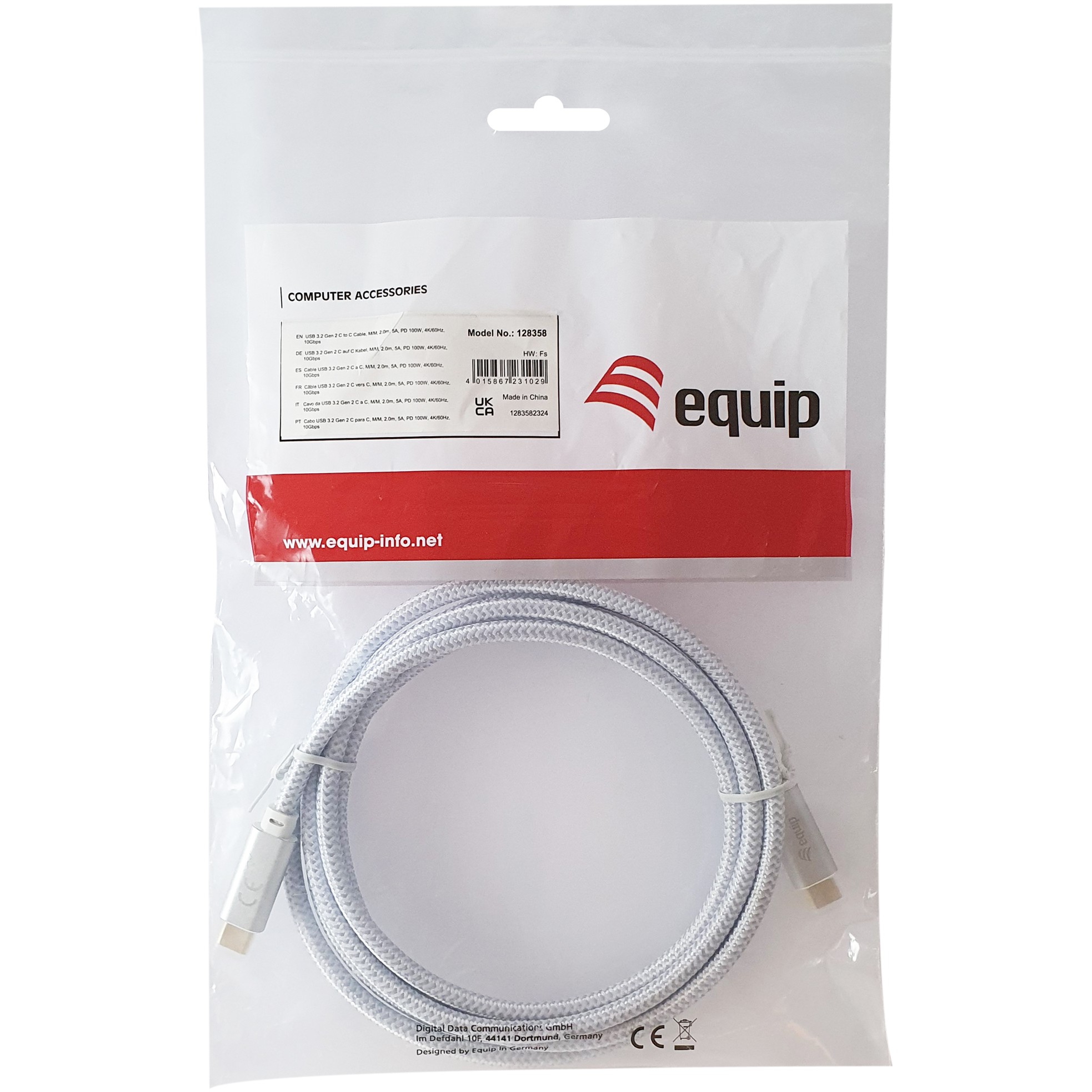 Kabel USB-C EQUIP 3.2 -> C St/St 3.00m 5A 4K/60Hz-4
