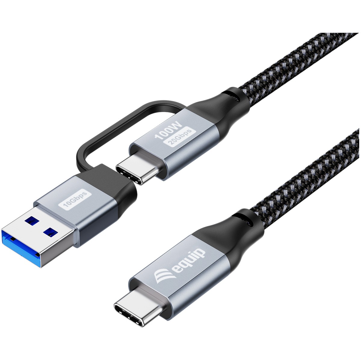 Kabel USB-C EQUIP 3.2 -> C/A St/St 1.00m 20Gbps crna boja-0