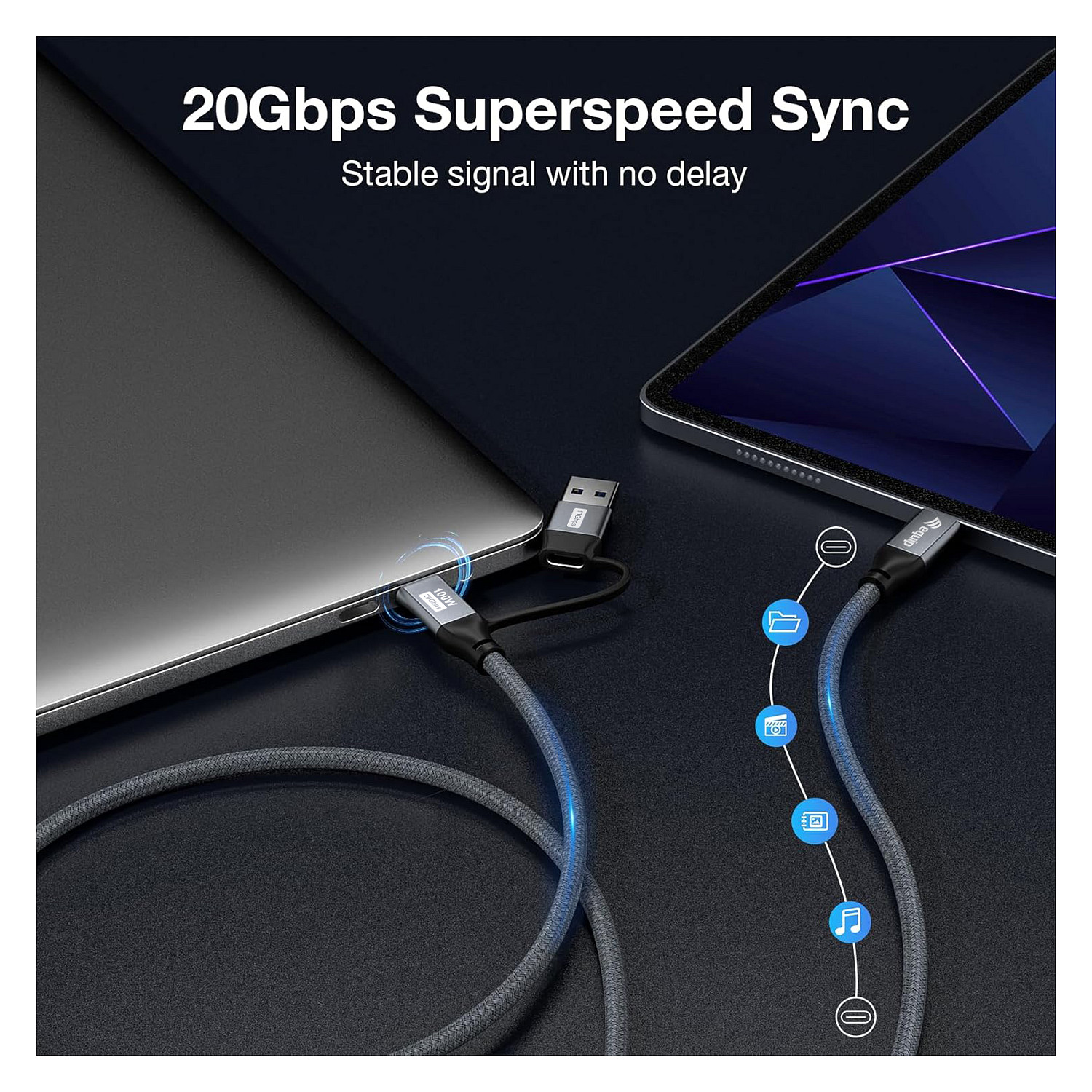 Kabel USB-C EQUIP 3.2 -> C/A St/St 1.00m 20Gbps crna boja-3