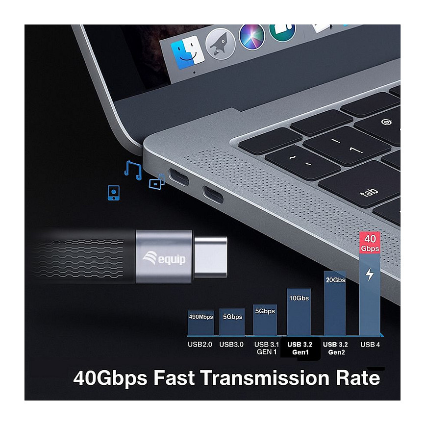 Kabel USB 4 GEN.3 → EQUIP → USB-C St/St 0.13m 80Gbps sw-4