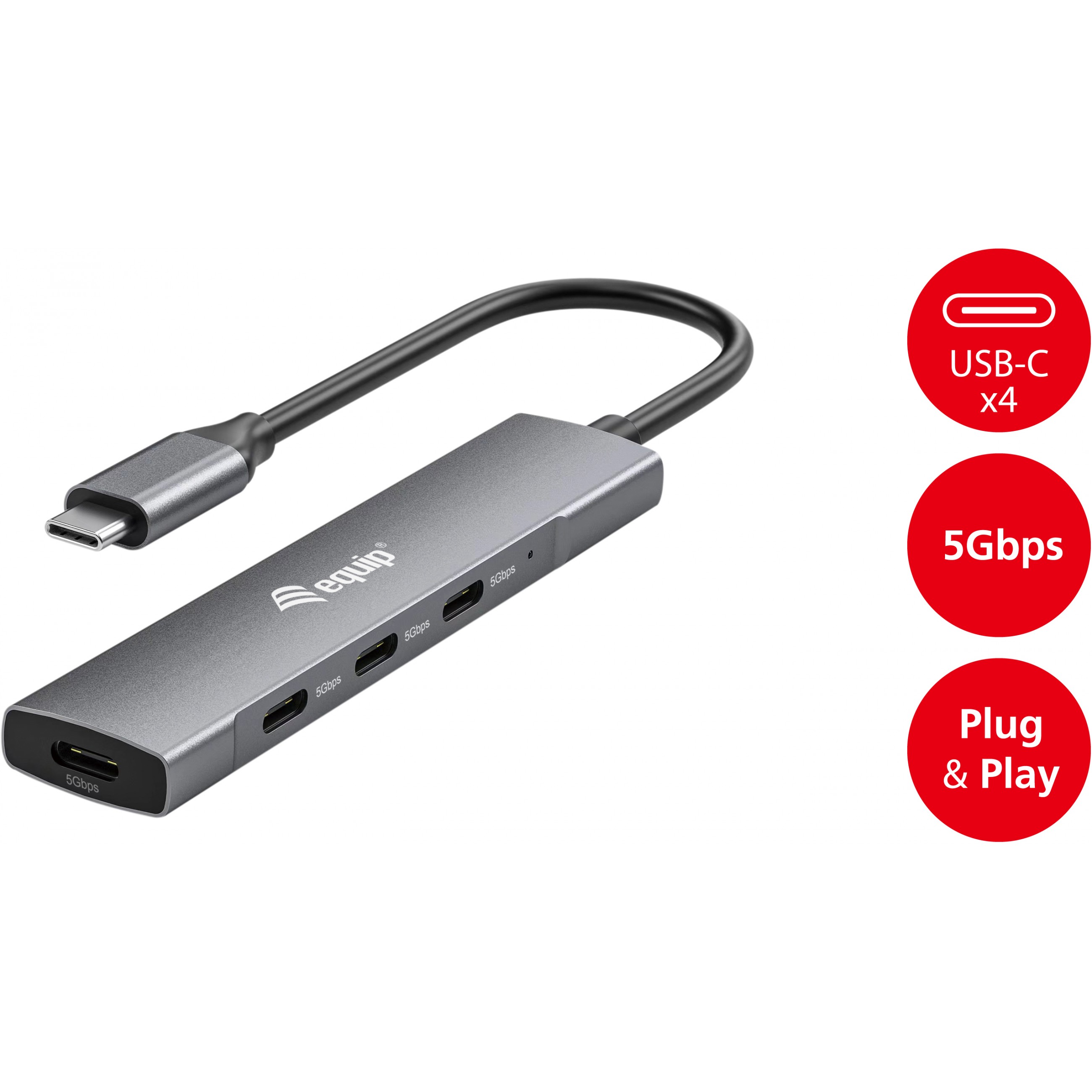 USB-Hub EQUIP 4-Port 3.2/C->4x3.0 5Gbps-6