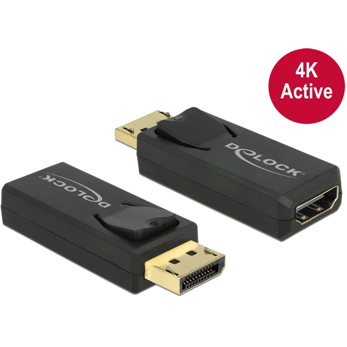 Adapter DELOCK DisplayPort 1.2 Stecker > HDMI Buchse 4K Aktiv crna boja