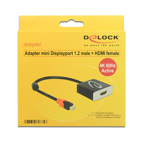 Adapter DELOCK mini DisplayPort 1.2 na HDMI 2.0 (4K 60Hz, aktivni, crni)-1