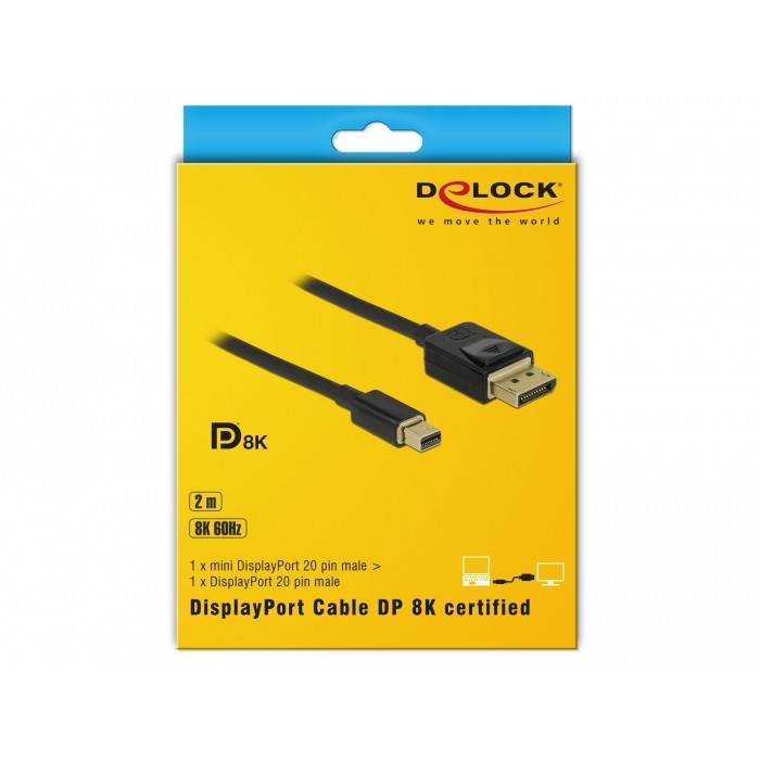 Kabel DELOCK Mini DisplayPort zu DisplayPort 8K 60Hz 2m-2