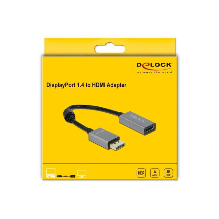 Adapter DELOCK Aktiver DisplayPort 1.4 zu HDMI 4K 60Hz HDR-0
