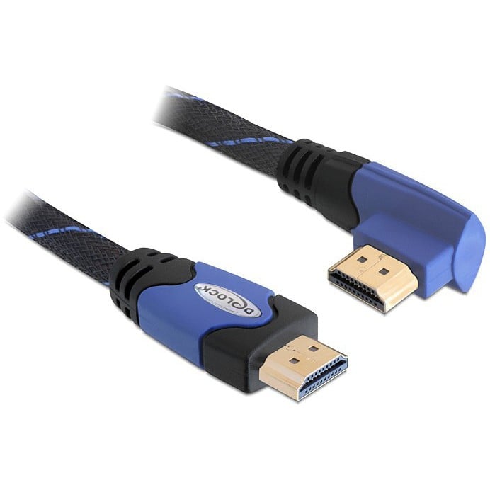 Kabel HDMI A-A DELOCK gewinkelt lijevo plavi 2m