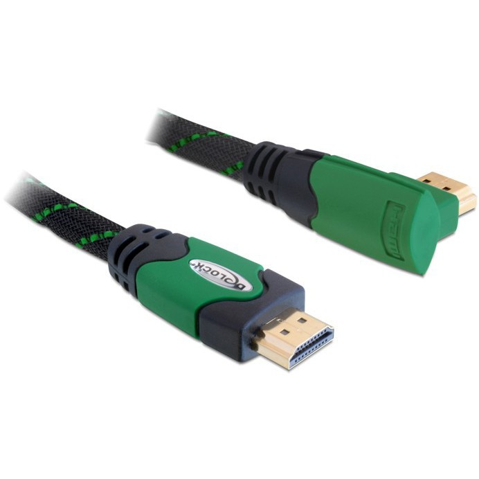Kabel HDMI A-A DELOCK 1.4 kutni desni zeleni 3m-0