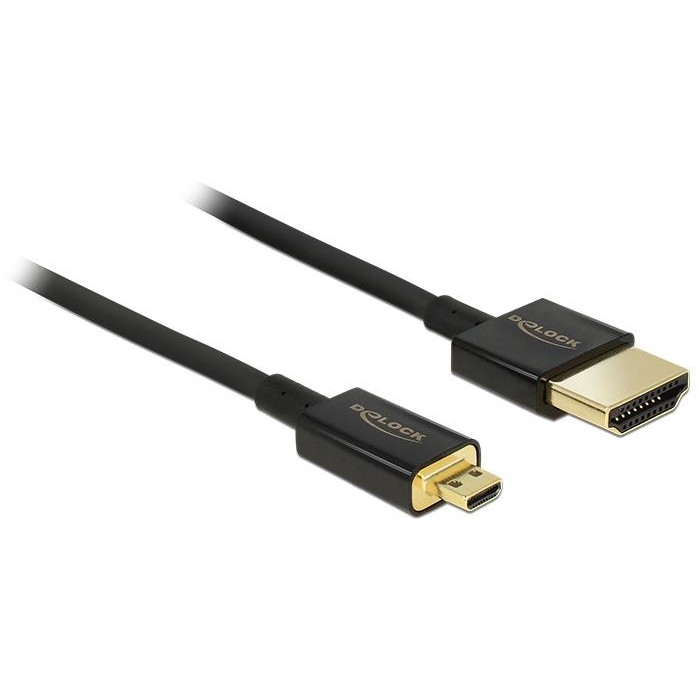 Kabel DELOCK High Speed HDMI mit Ethernet - HDMI-A Stecker > HDMI Micro-D Stecker 3D 4K 1.5 m Slim Premium
