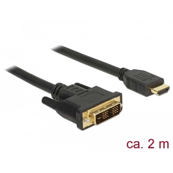 Kabel DELOCK DVI 18+1 Stecker > HDMI-A Stecker 2 m crna boja-1