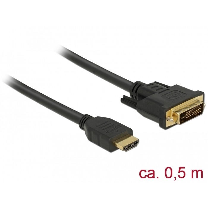 Kabel DELOCK HDMI zu DVI 24+1 0.5 m