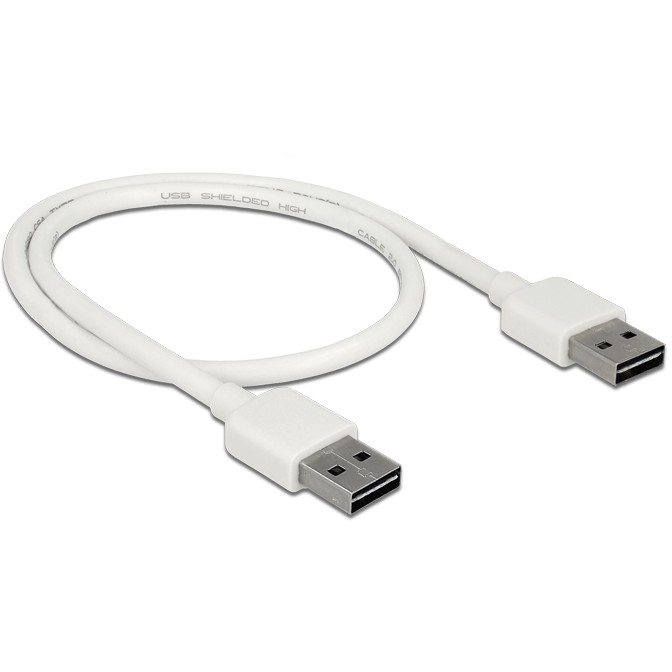 Kabel DELOCK EASY-USB 2.0 Typ-A Stecker > EASY-USB 2.0 Typ-A Stecker 0.5 m bijeli