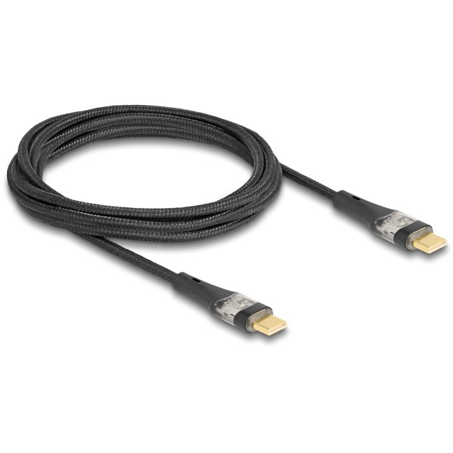Kabel DELOCK USB 2.0 Typ-C St. zu St. transparent PD 3.0 100 W 2 m